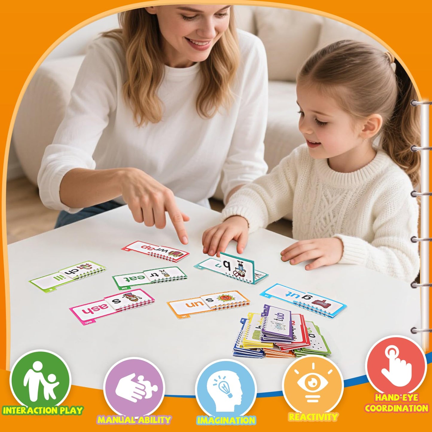 Phonics Word Family Flip Books, 30 Word Families for Kids Learning to Read