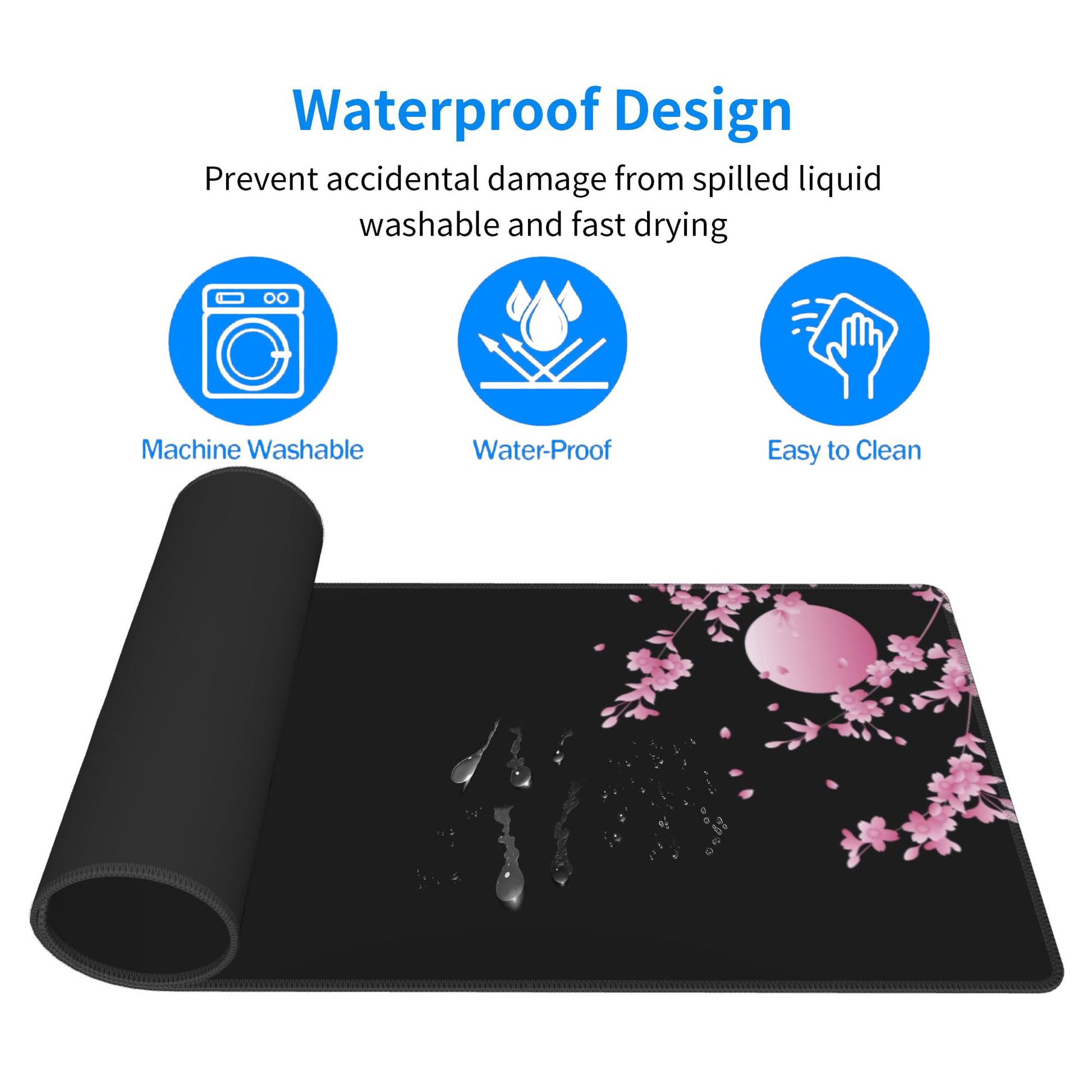 Japanese Gaming Mouse Pad Large Cherry Blossom Desk Mat, 31.5x11.8in, XL