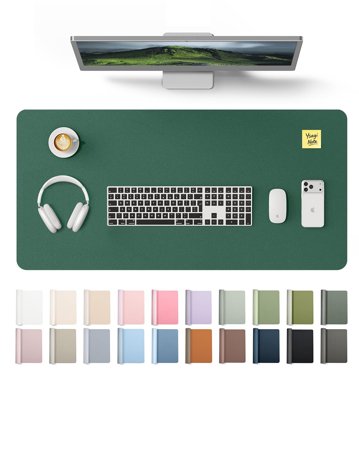YSAGi Leather Desk Pad Protector, Office Desk Mat, Large Mouse Pad, Non-Slip PU Leather Desk