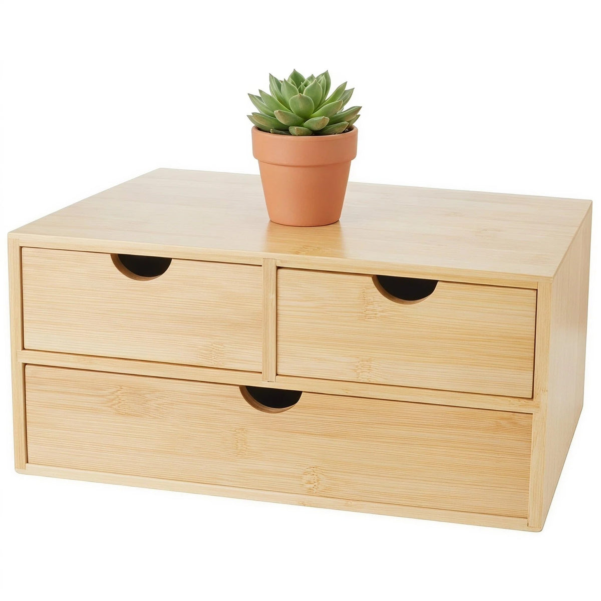 Charmewooden Bamboo Desk Organizer with 3 Drawers, Countertop Organizer with Drawers Makeup Storage
