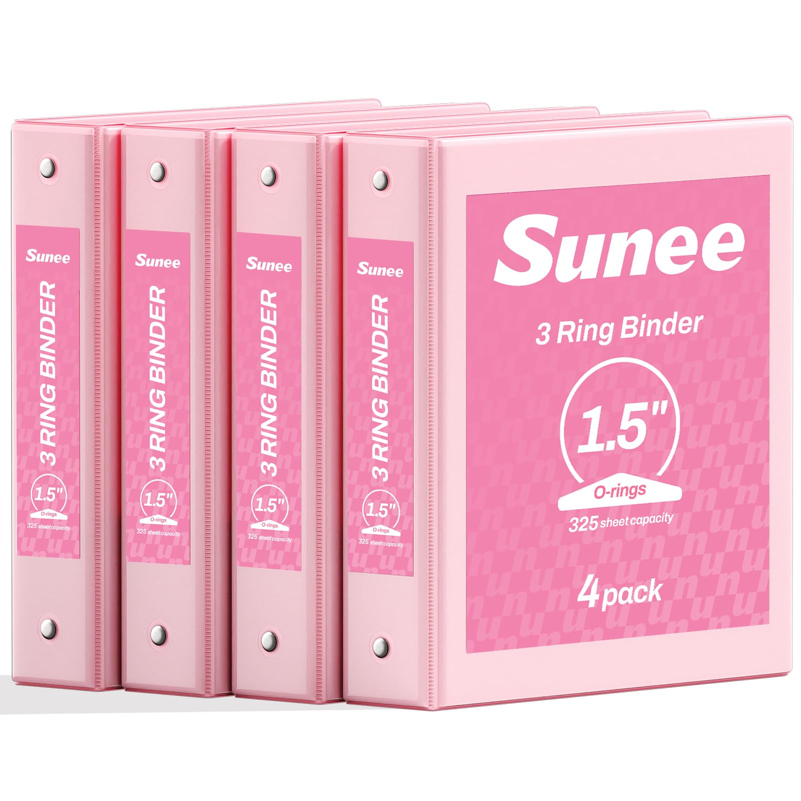 SUNEE 1.5 Inch Binders 3 Ring 4 Pack, Clear View 1 1/2 Inch Binders Three Ring PVC-Free (Fit 8.5x11