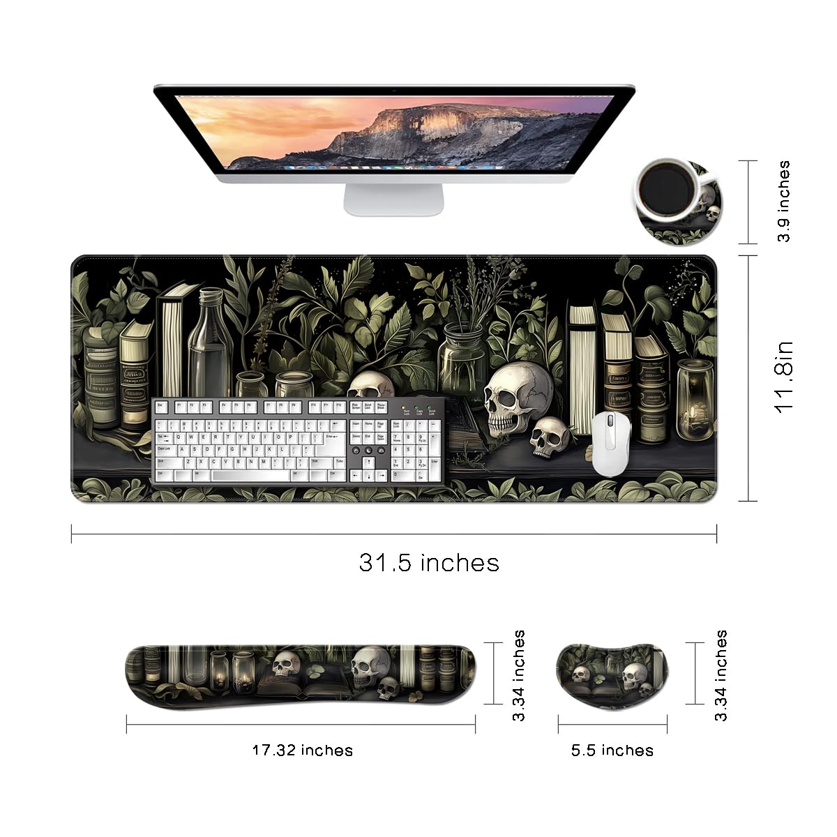 MIBITRI Keyboard Mouse Pad Set, Extended Gaming Mouse Pad+Ergonomics Keyboard Wrist Rest Support