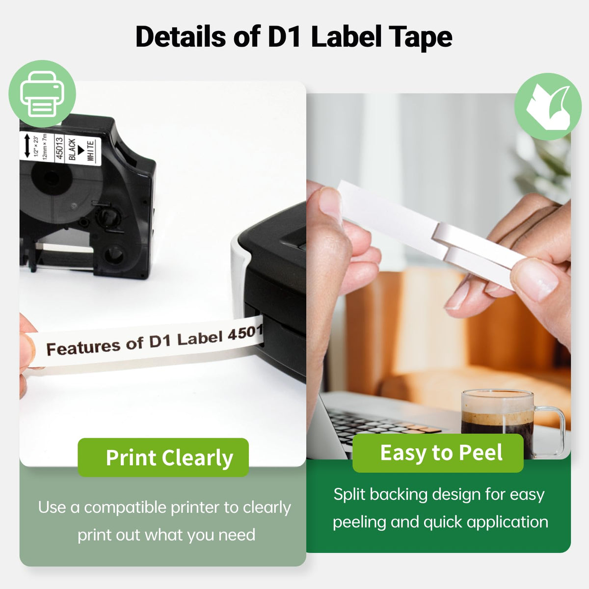 Compatible with DYMO D1 Label Maker Refill 45013 Label Tape 12mm