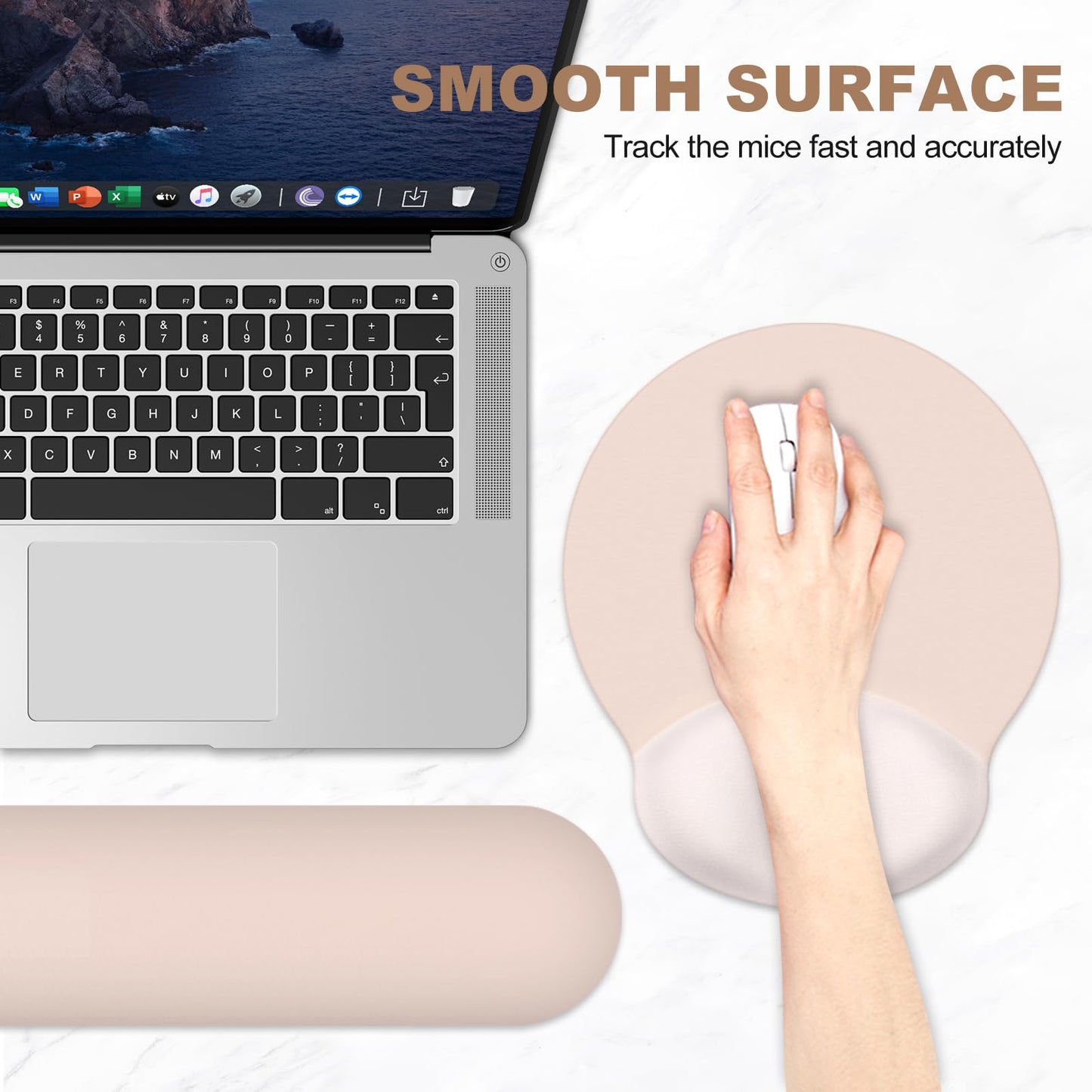 AIMSA Mouse Pad with Wrist Rest Support, Keyboard Wrist Rest Set, Ergonomic Memory Foam Mousepad