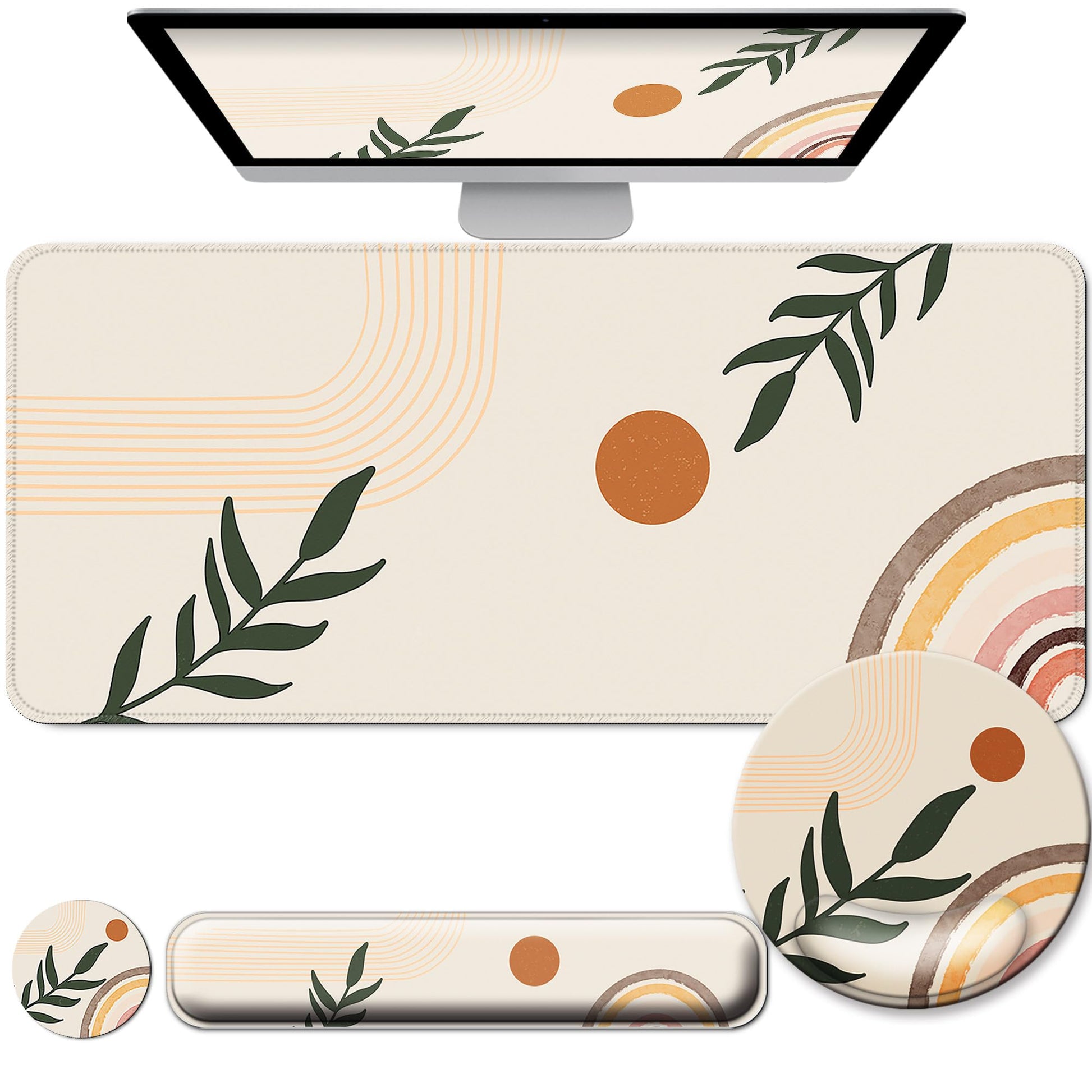 VINEBURY Desk Mat Set Keyboard and Mouse Pad with Wrist Rest Support