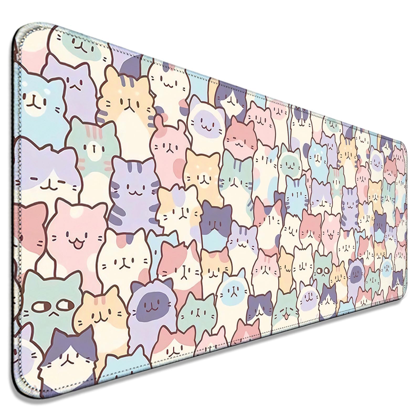 AYKDTFN Pink Cat Large Mouse Pad & Desk Mat for Gaming, Office & Home