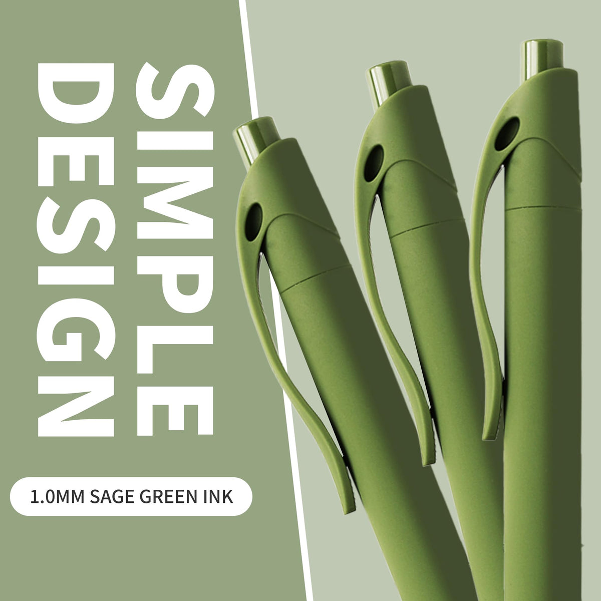deegtran Pens Bulk, 50 Pack No Bleed Sage Green Click Pen, Wholesale Retractable Ballpoint Pens