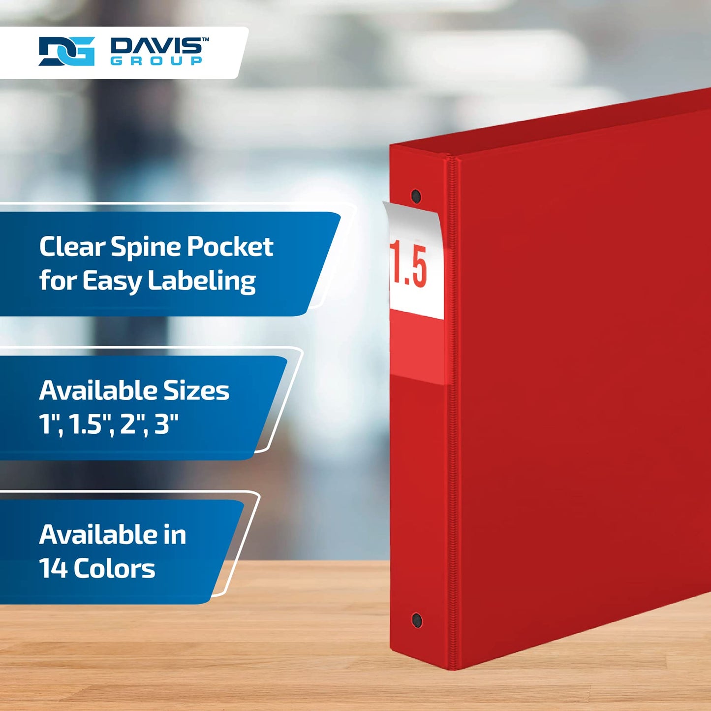 Premium Economy 3-Ring Binder, Spine Label, 1.5" Round Rings, Red, 6 Pack