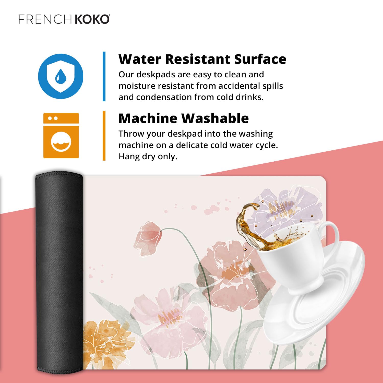 French KOKO Desk Mat, Large Desk Pad Large Mouse Pad Cute Big Desk Pad XXL Extended Gaming Mouse