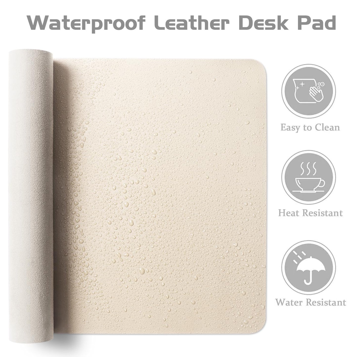 Aothia Leather Desk Pad Protector - Large Mouse Pad, Office Mat, Non-Slip PU Leather Blotter