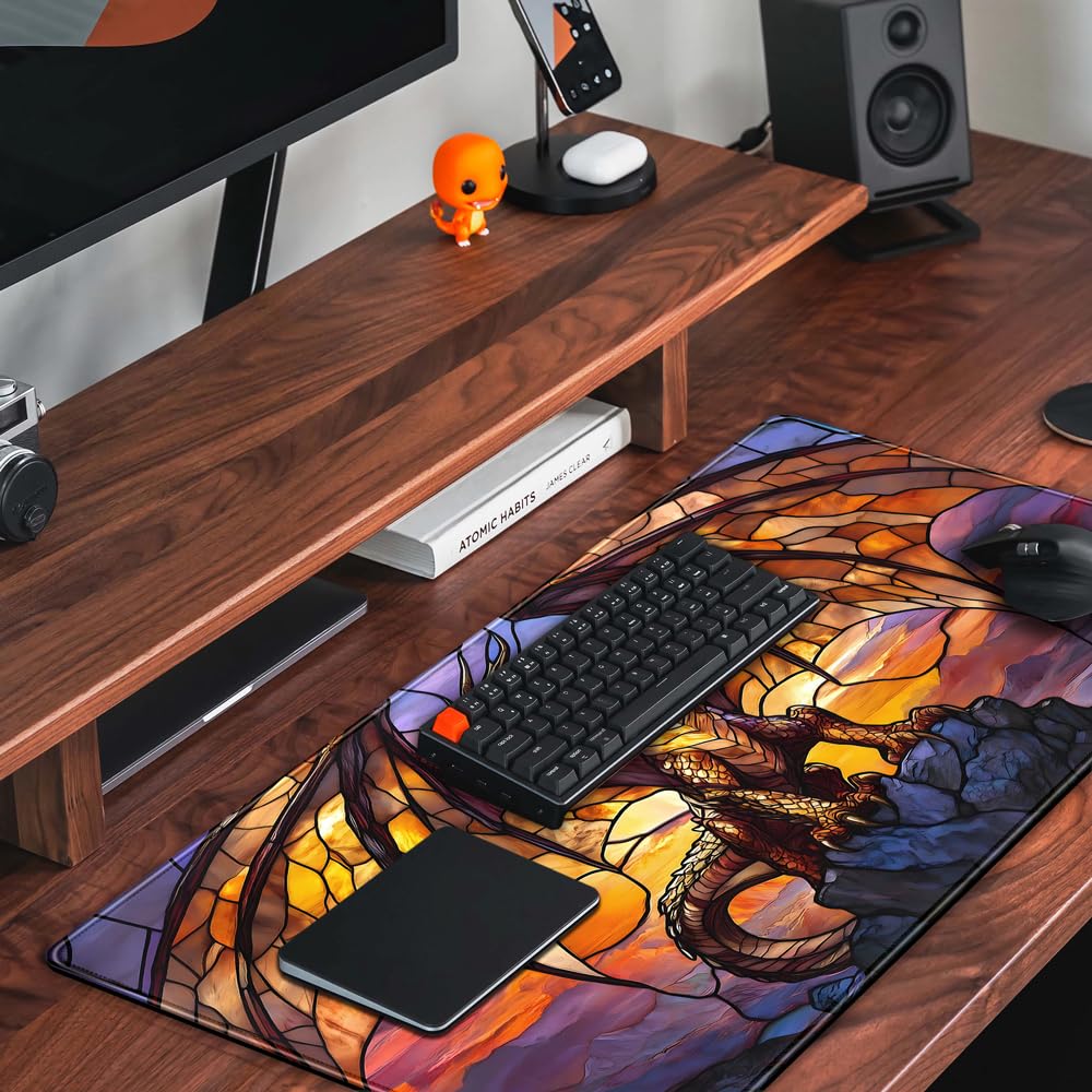 Dragon Desk Mat Large Mouse Pad XXL Extended Gaming, Gamer Gift Play Mat Desk Mousepad with