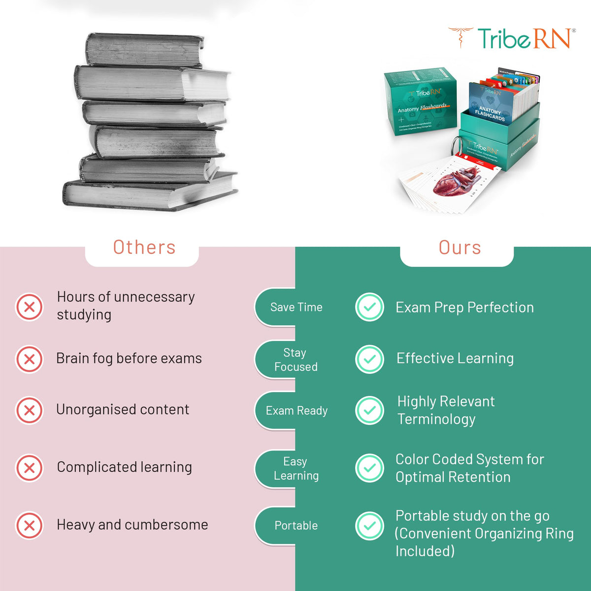 TribeRN Anatomy and Physiology Flash Cards – 320 Study Resources for Students – Human Anatomy &