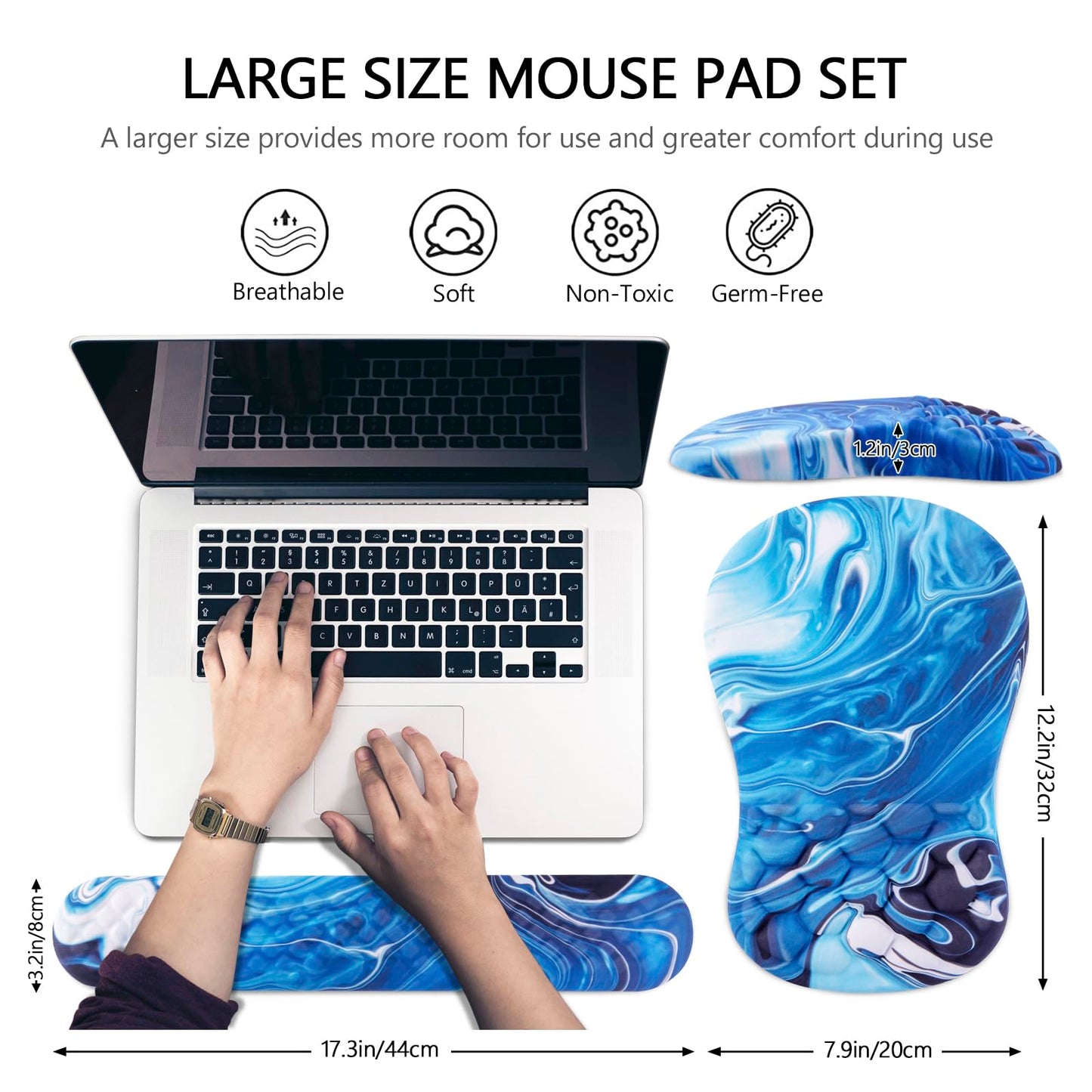 Laokiiy Ergonomic Mouse Pad & Keyboard Wrist Rest Set, Memory Foam