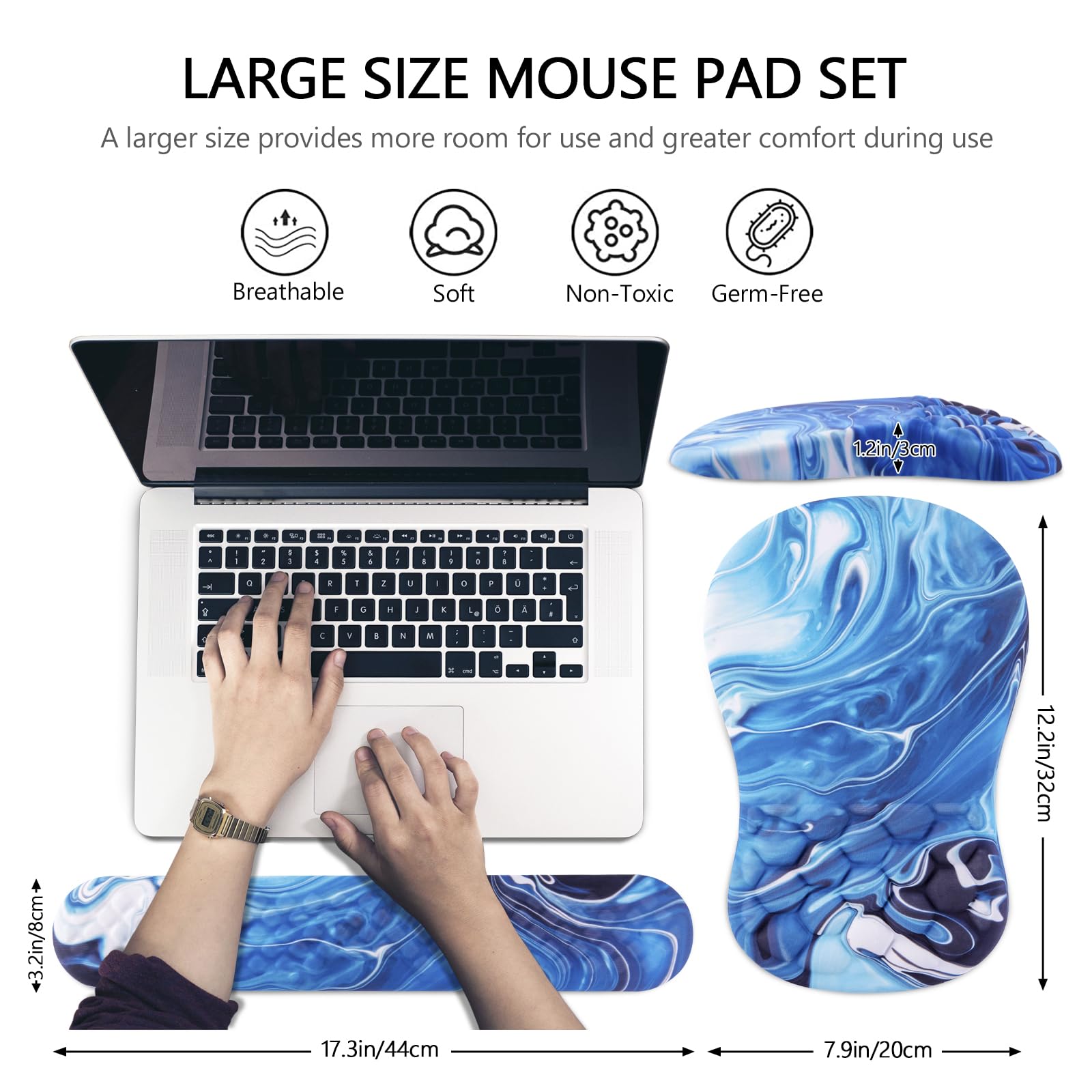 Laokiiy Ergonomic Mouse Pad & Keyboard Wrist Rest Set, Memory Foam