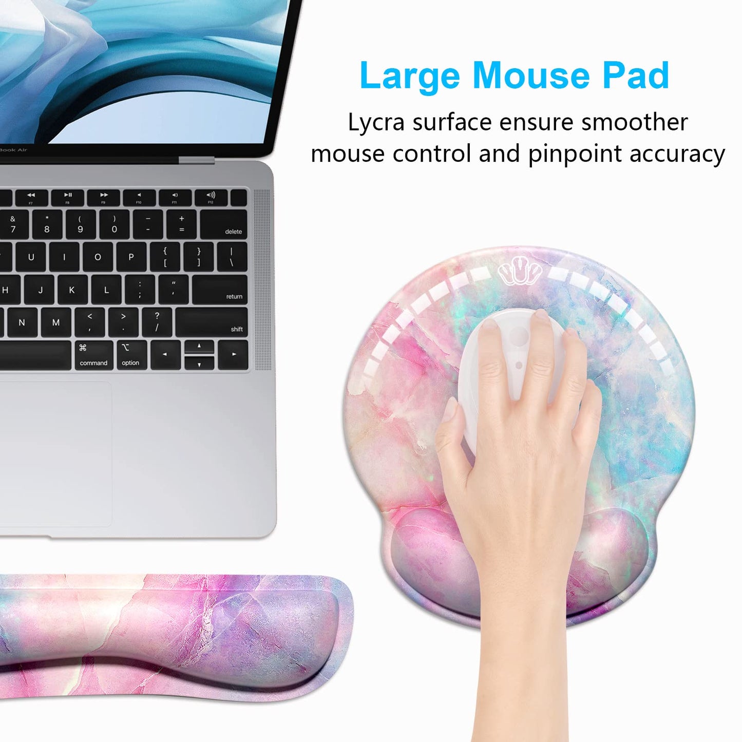 Dapesuom Keyboard Wrist Rest and Mouse Pad with Wrist Support, Cute Memory Foam Cushion for