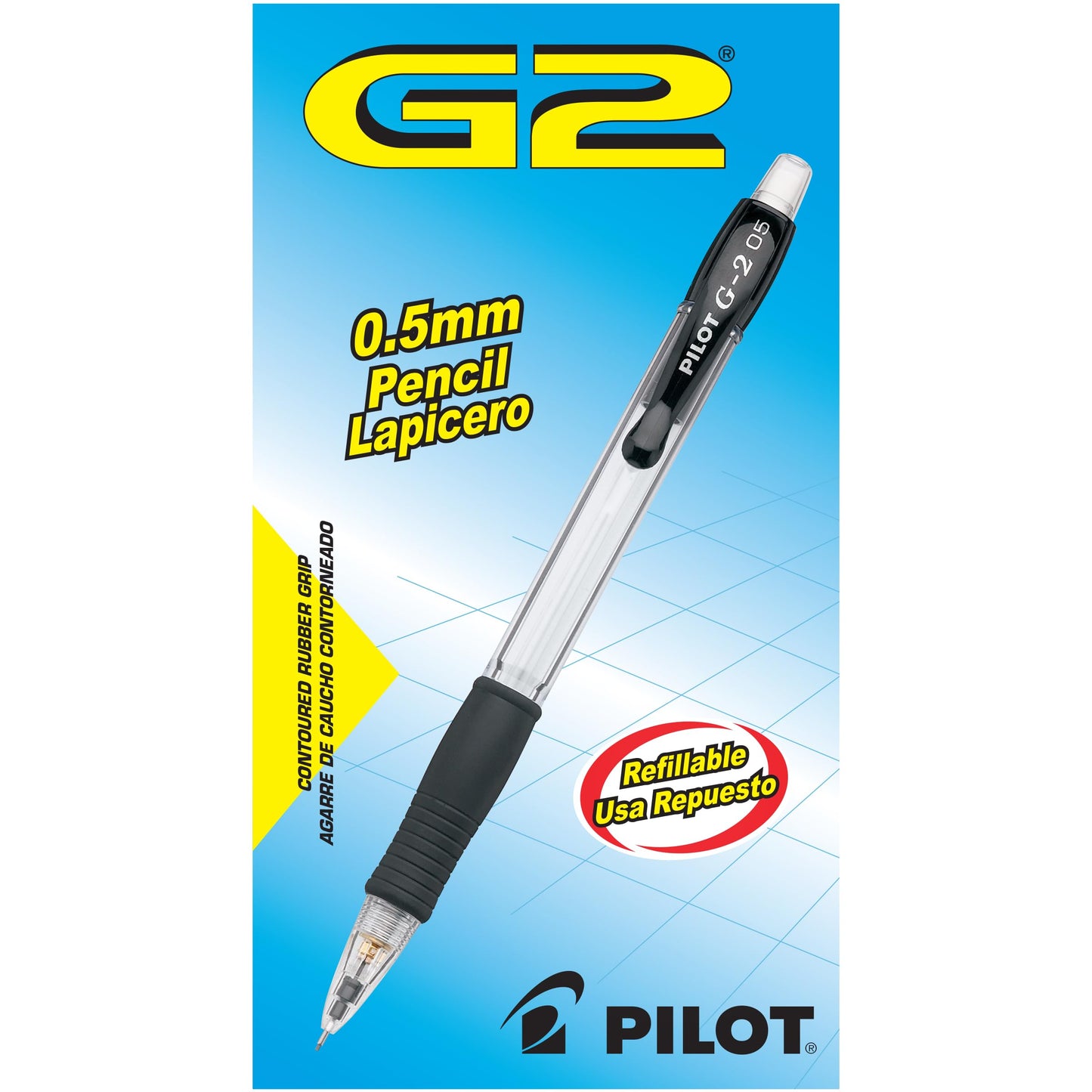 Pilot G2 Mechanical Pencils, 0.5mm HB Lead, Black/Clear Barrels, Dozen Box (51014)