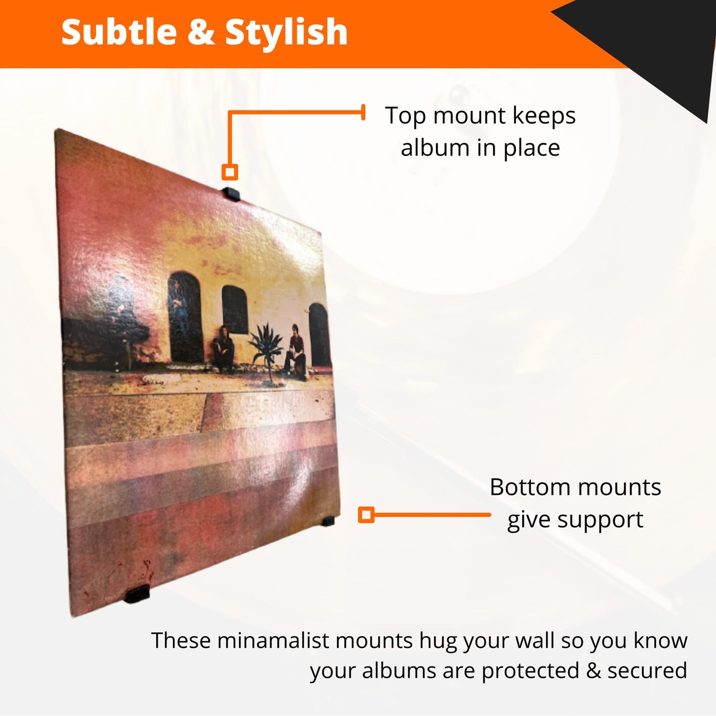 Minimalist Vinyl Record Album Wall Mount Display-10 Pack| No Wall Damage so Perfect for Apartments