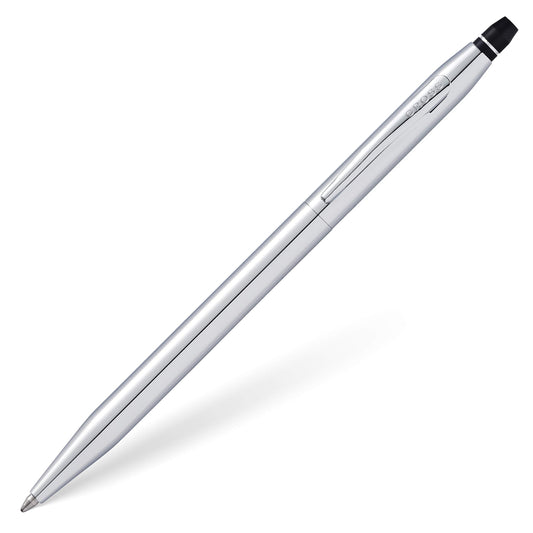 Cross Click Polished Chrome Ballpoint Pen, Black Contrasting Clicks, High-End Pen, Smooth Writing