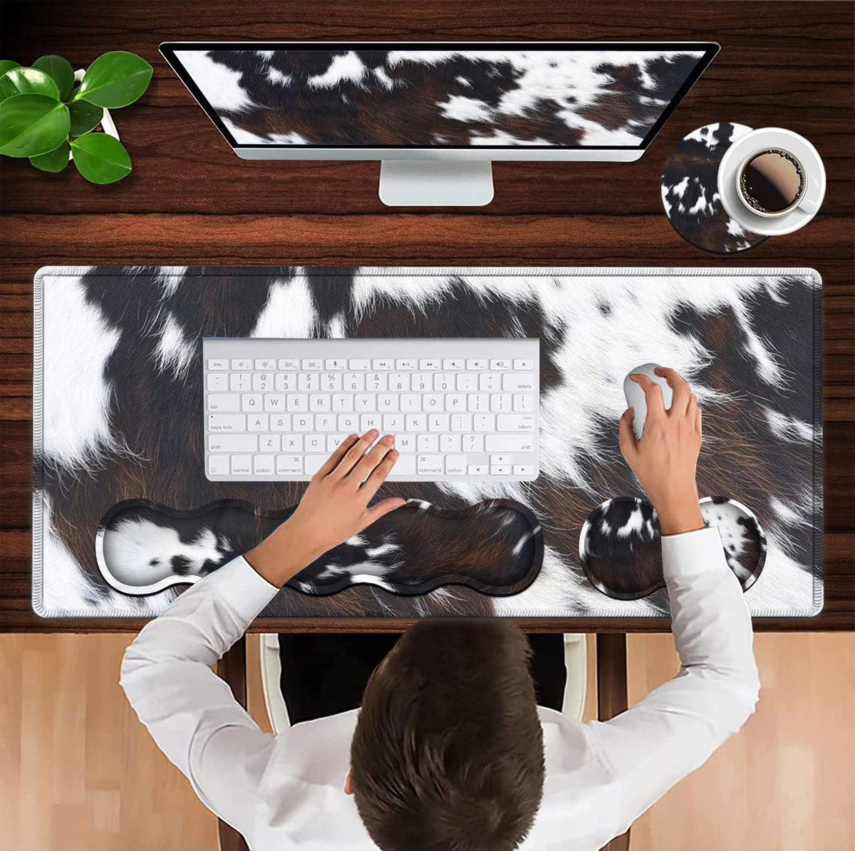 JVGFYNKL Gaming Mouse Pad XXL Large Desk Cute Black Cowhide Extended Mousepad Ergonomic Memory Foam