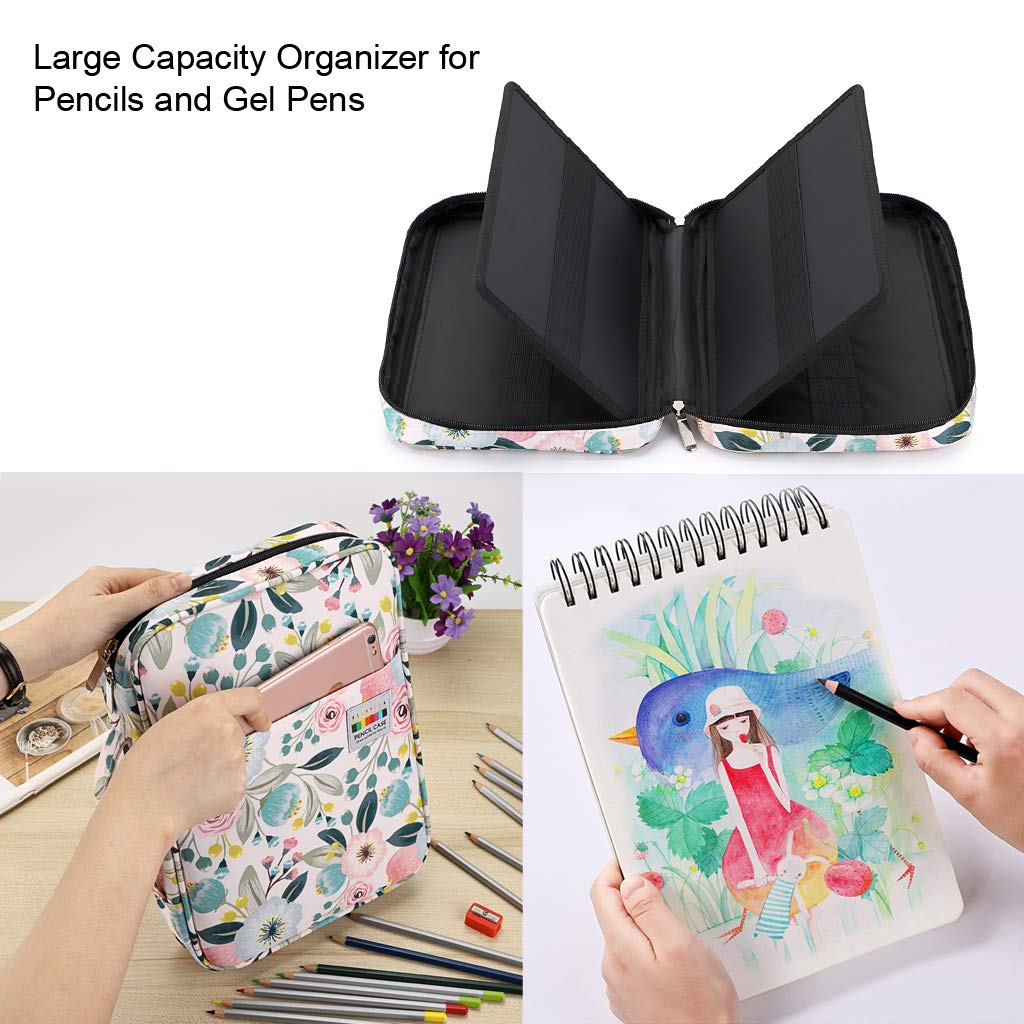 BTSKY Portable Colored Pencil Case - Holds 166 Pencils or 112 Gel Pens
