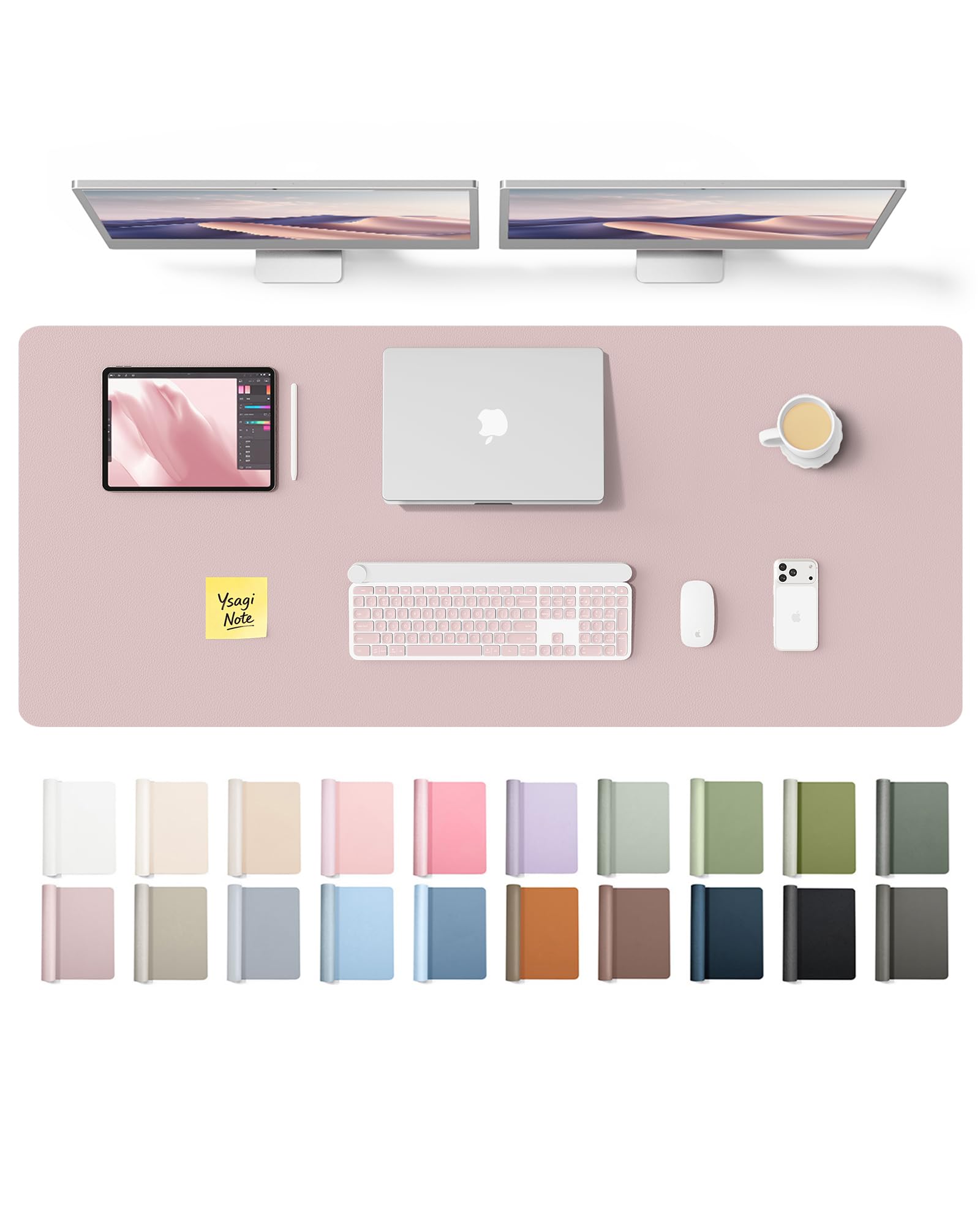 YSAGi Leather Desk Pad Protector, Office Desk Mat, Large Mouse Pad, Non-Slip PU Leather Desk