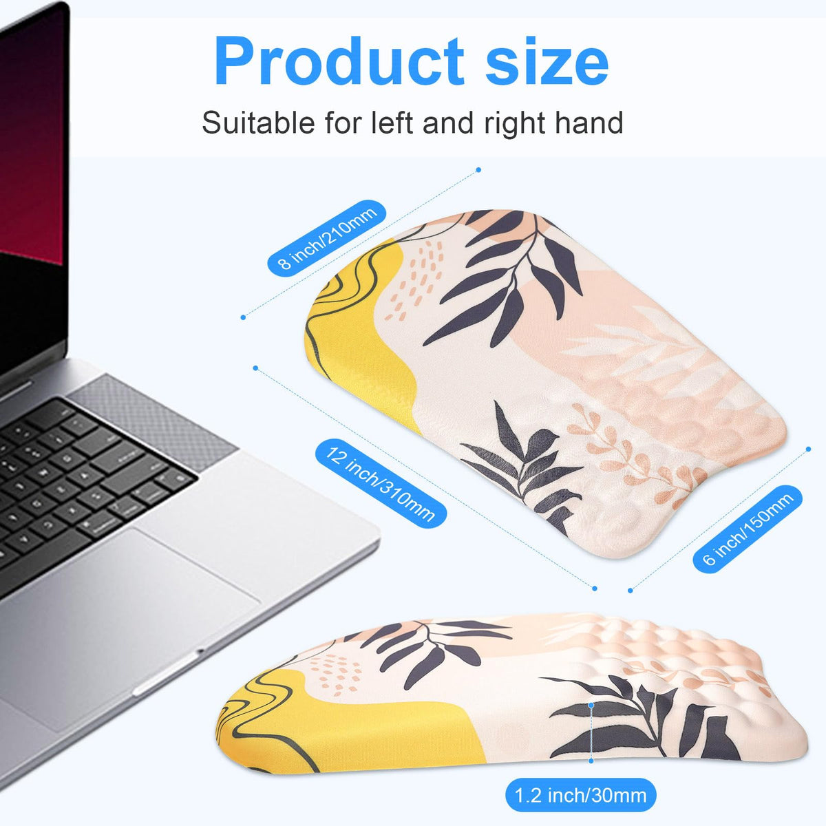 Ergonomic Wrist Mouse Pad with Massage Design, Wrist Rest Pain Relief Mousepad with Memory Foam