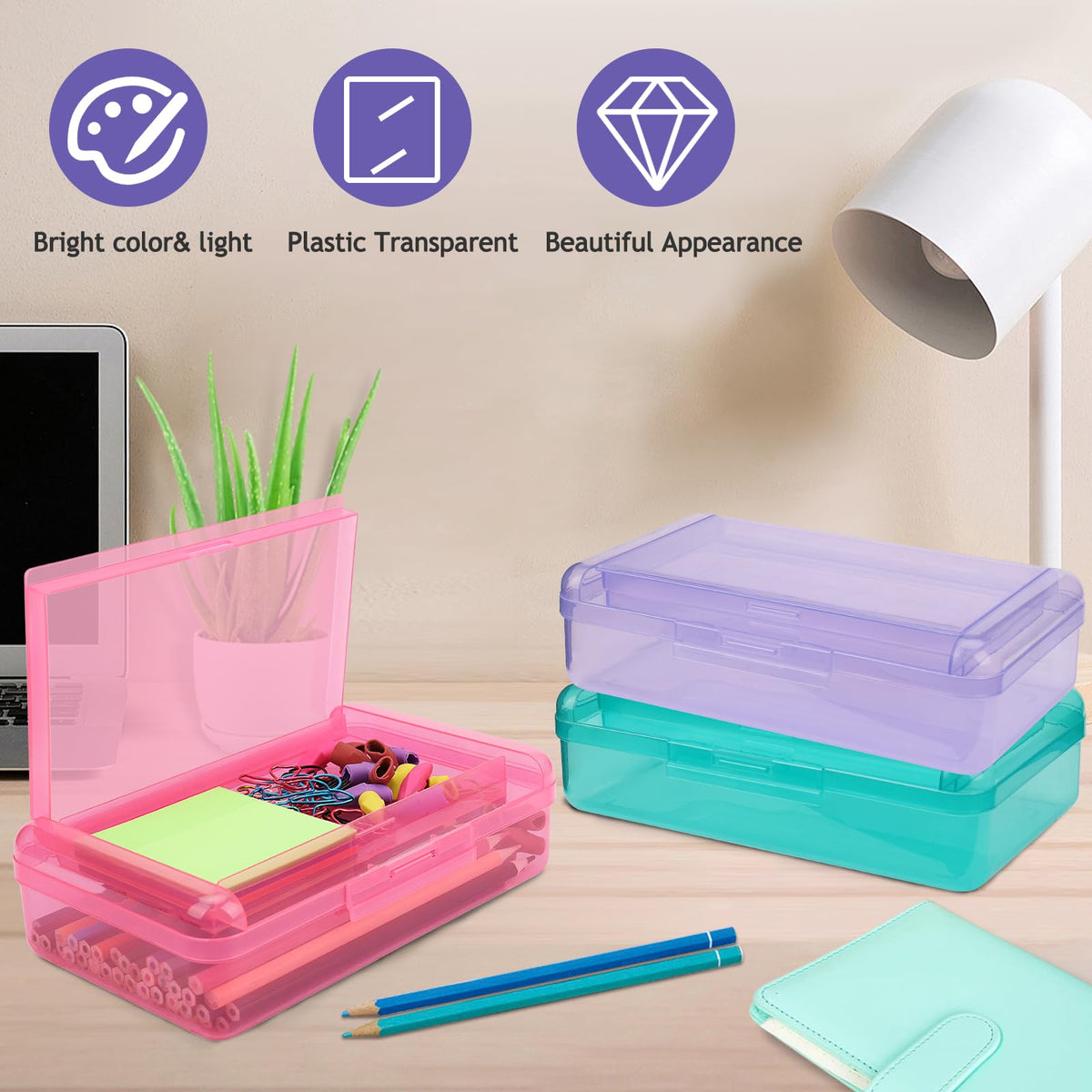 SFLHHDM Large Pencil Box, Double Layer Capacity Pencil Holders, Hard Pen Case with Snap-tight Lid