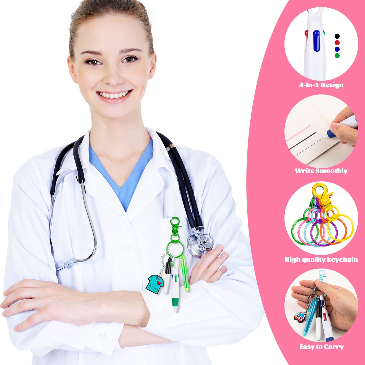 KFPPLXQ 60 Pieces Mini Highlighter Nurse Pens for Badge Reel