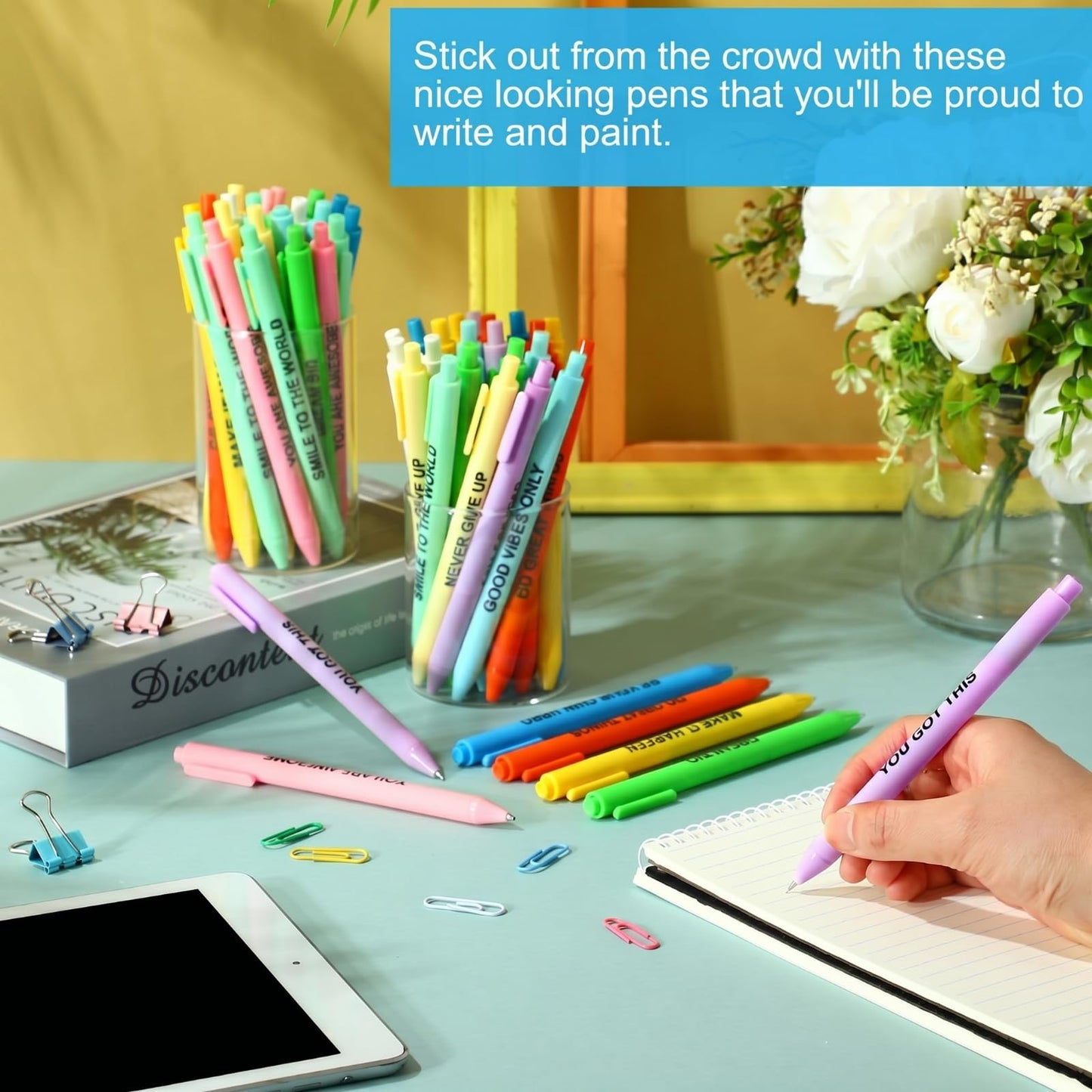 Crtiin 100 Pcs Inspirational Pens Bulk Nude Shades, Motivation