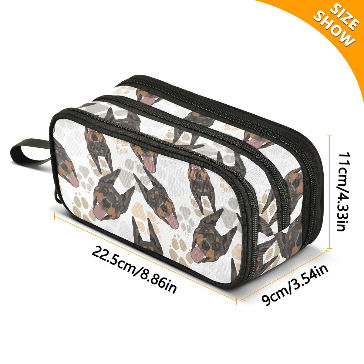 Sletend Pencil Case Doberman Dog 3 Compartments Pencil Pouch