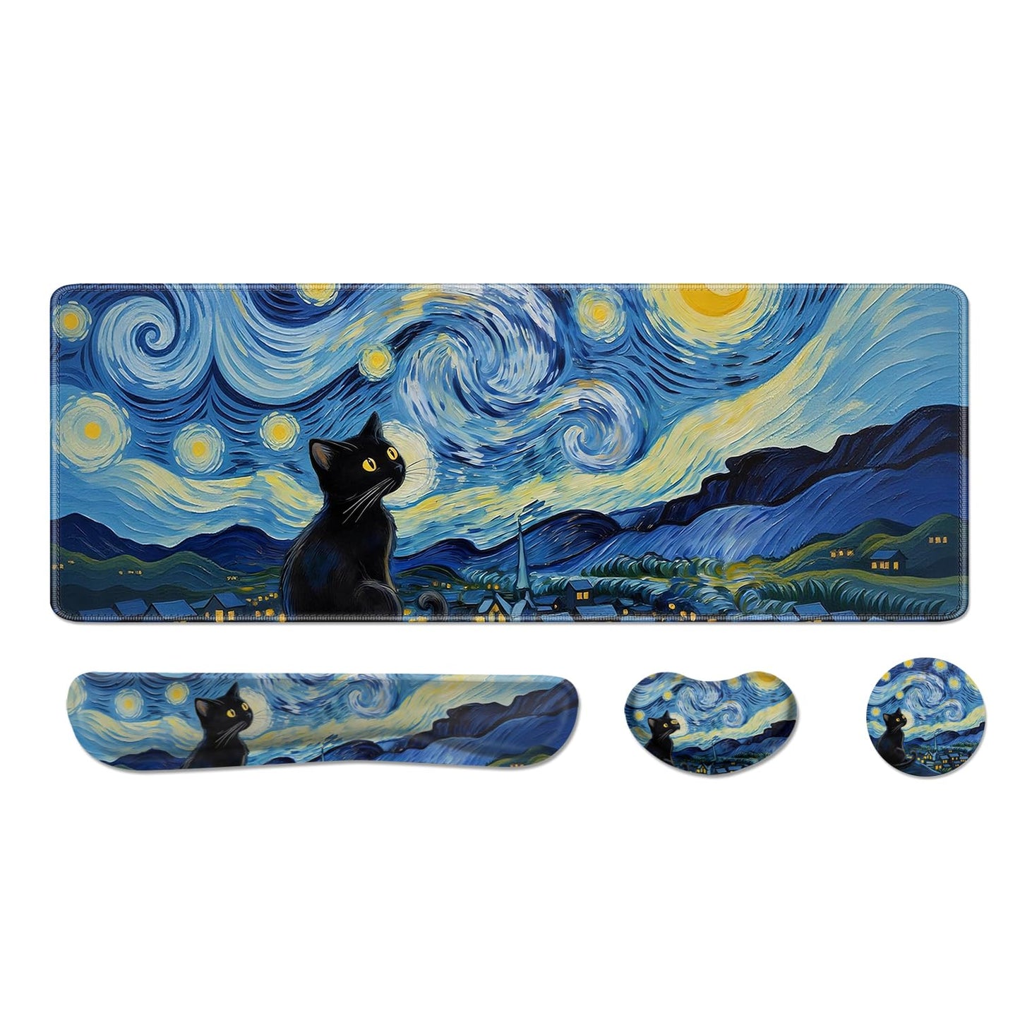 Desk Pad and Keyboard Wrist Rest, Large Mouse Pad + Keyboard Pad+Mouse Wrist Support, Non-Slip Desk