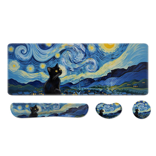 Desk Pad and Keyboard Wrist Rest, Large Mouse Pad + Keyboard Pad+Mouse Wrist Support, Non-Slip Desk
