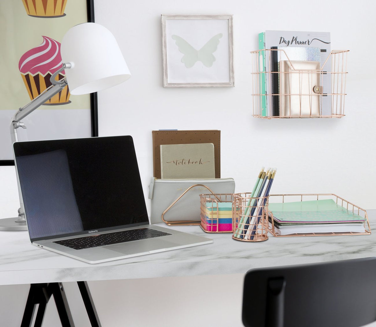 Sorbus Desk Organizer Set, Rose Gold 5-Piece Desk Accessories Set Includes Pencil Cup Holder