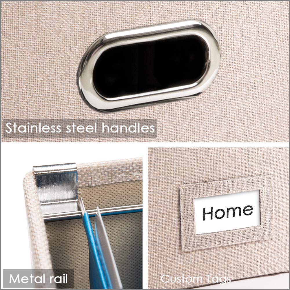 PRANDOM File Organizer Box - Set of 2 Collapsible Decorative Linen Filing Storage Hanging File