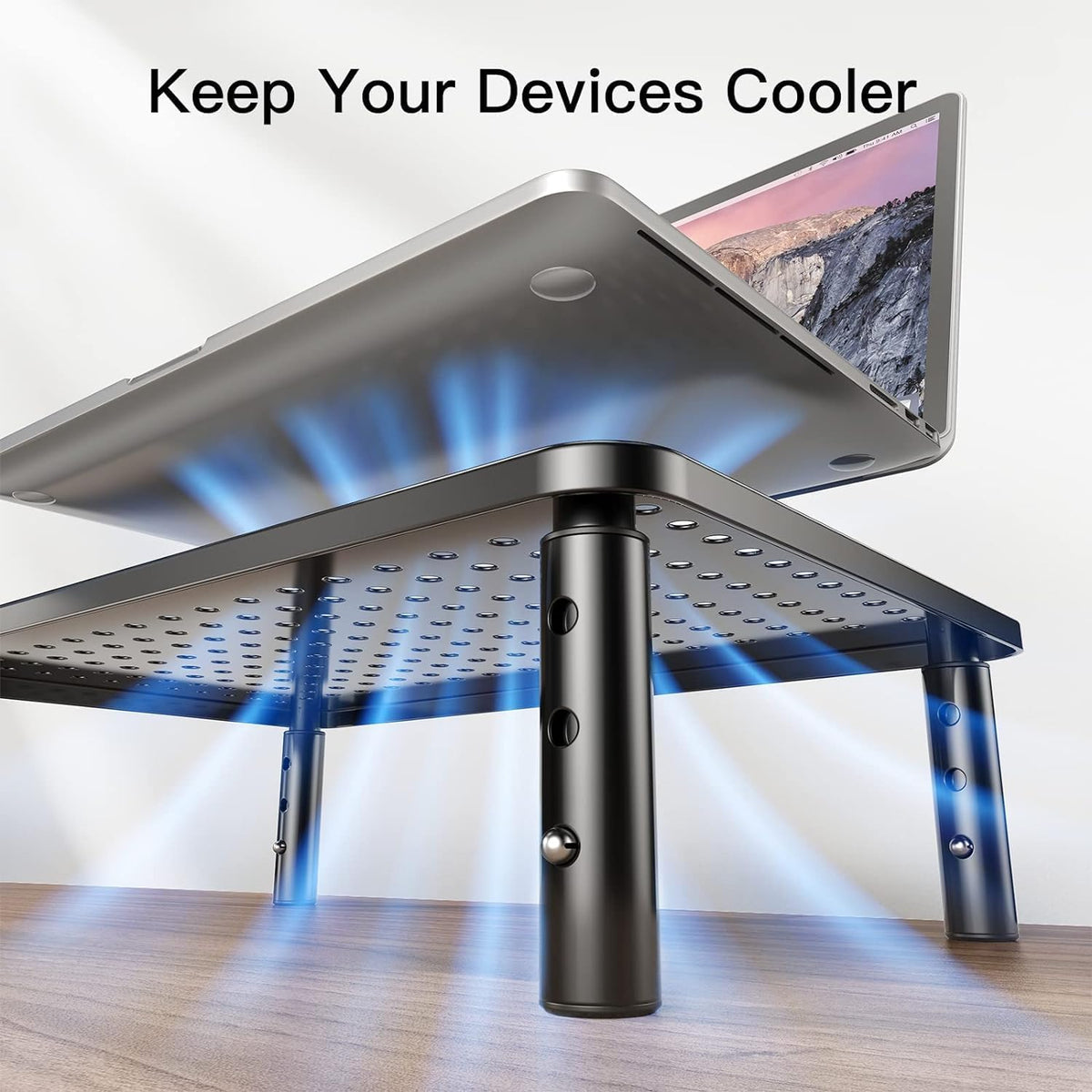 HUANUO Computer Monitor Stand for Desk, Adjustable Laptop Riser, 2 Pack