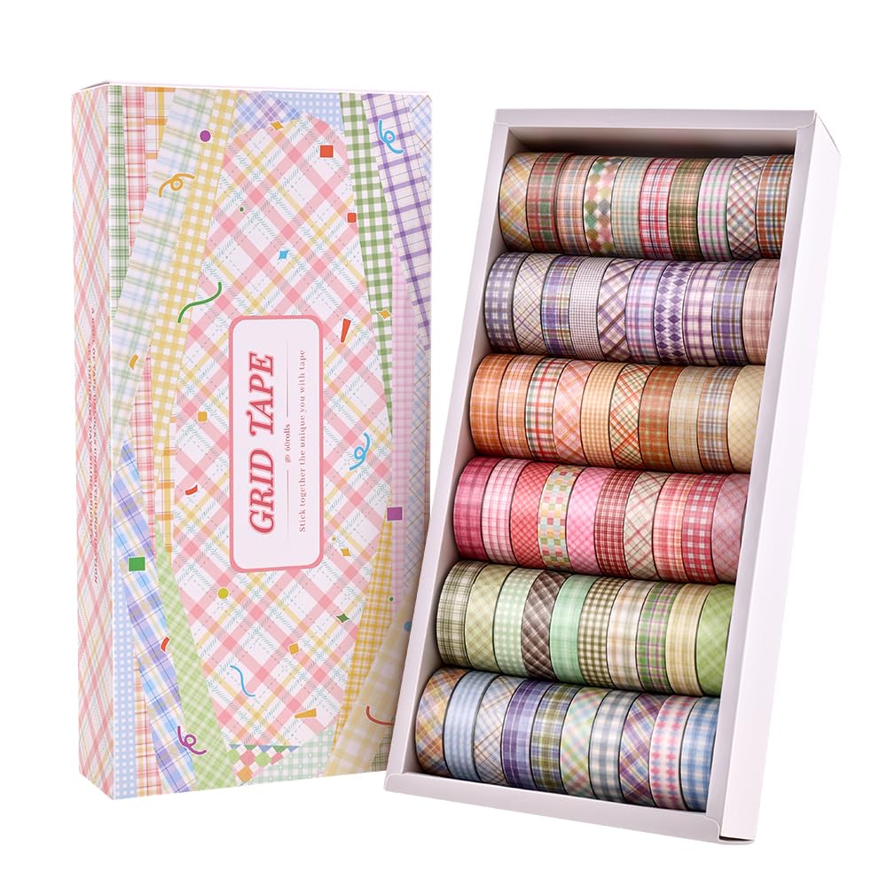 icceemee 60 Rolls Cross line Theme Washi Tape Set, Writable Decorative Tapes for Scrapbooking, Junk