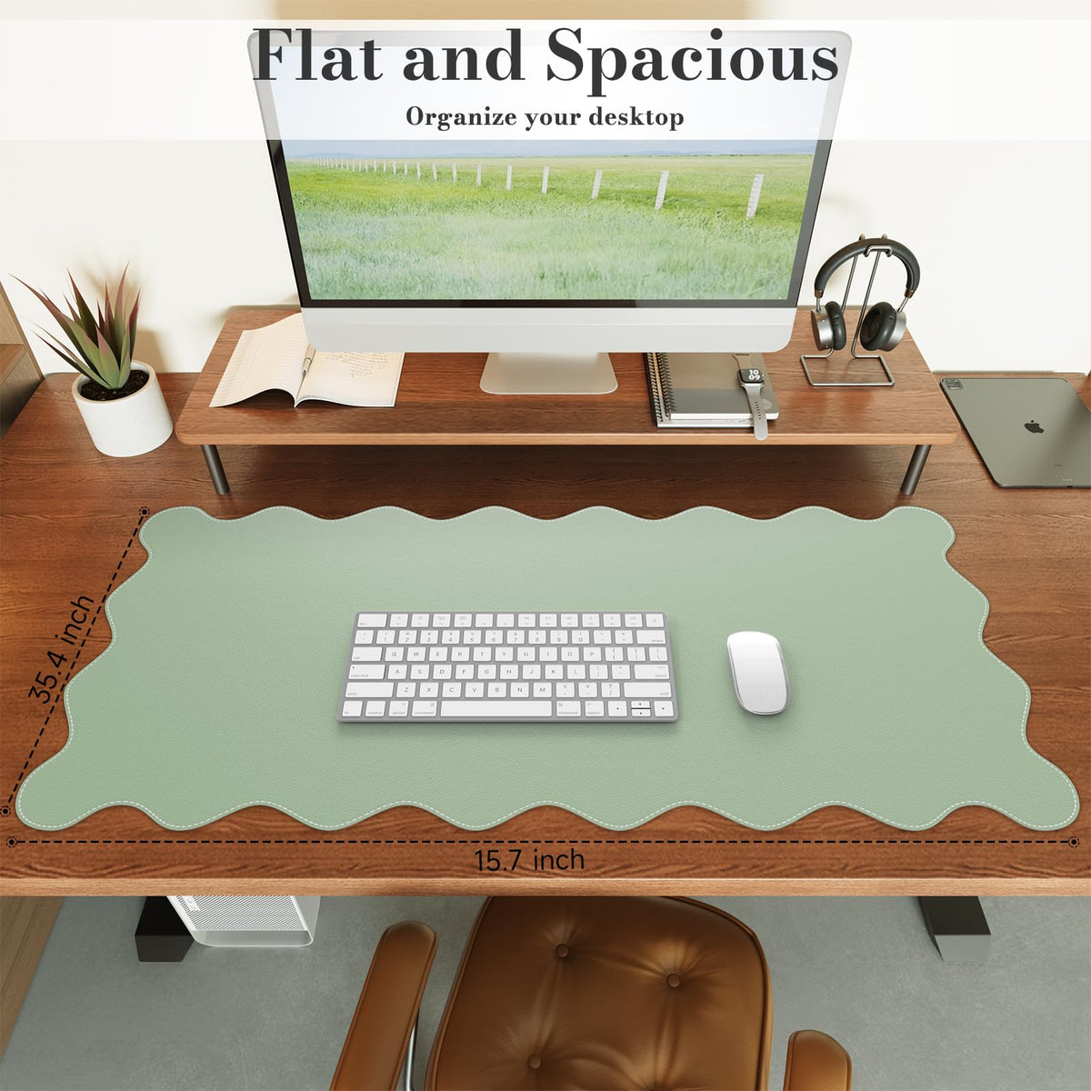 iCasso Keyboard Mat for Classroom, Green 35.4"x15.7" Desk Protector