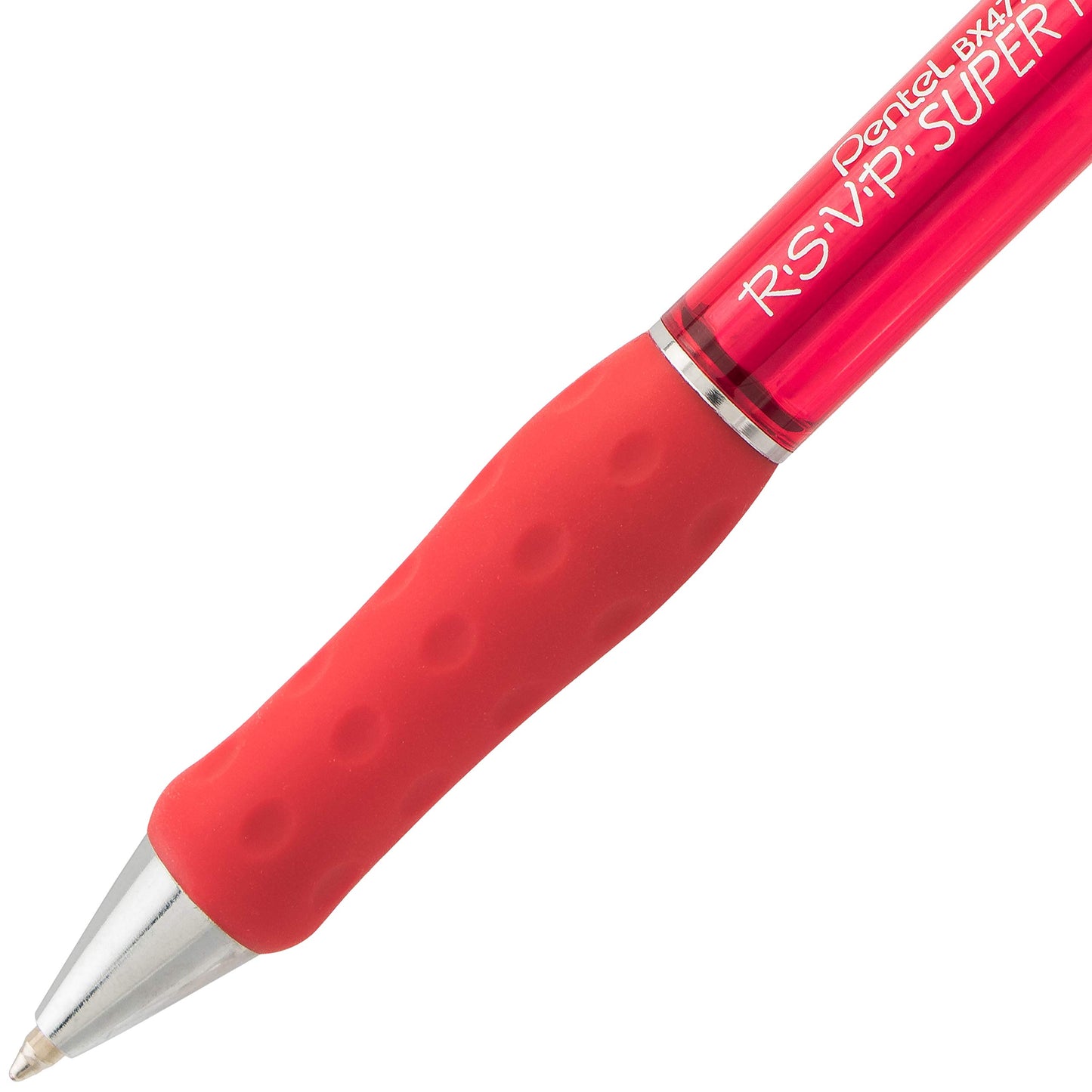 Pentel RSVP Super RT Ballpoint Pen, (0.7mm) Fine Line, Red Ink (BX477-B)