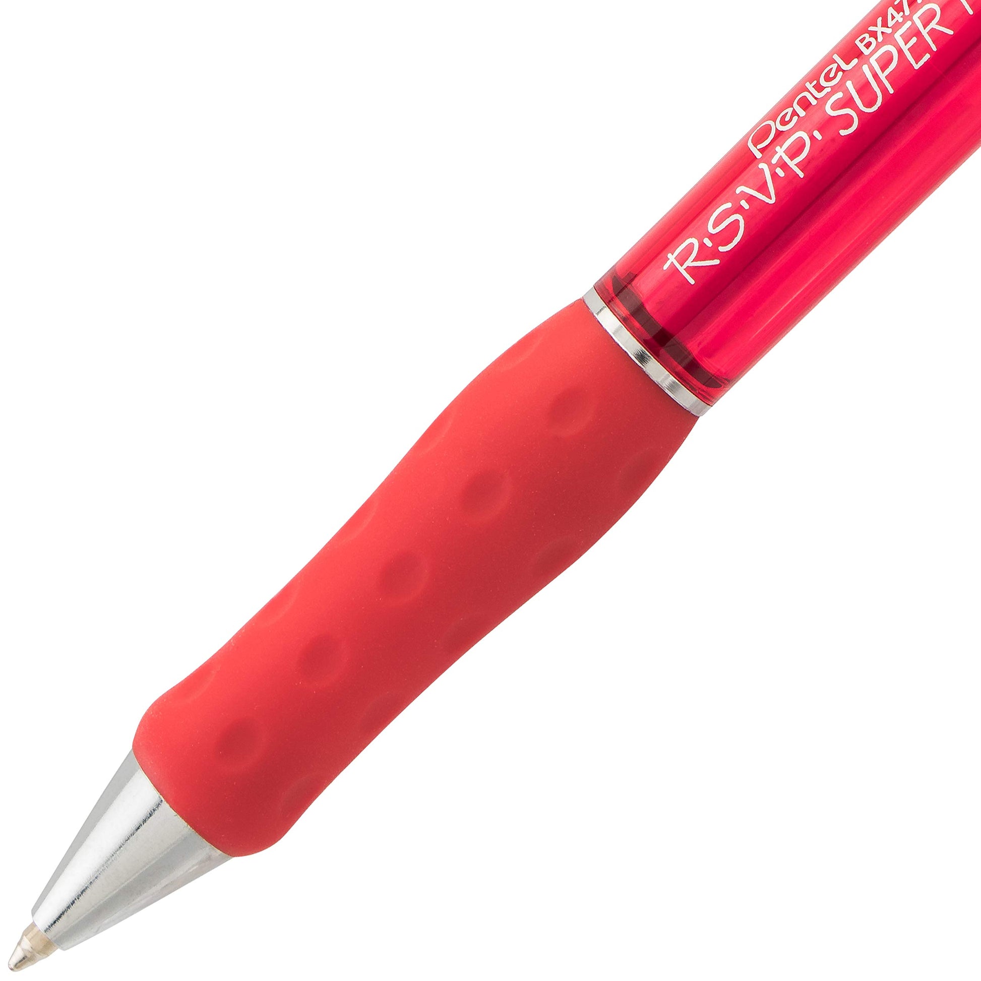 Pentel RSVP Super RT Ballpoint Pen, (0.7mm) Fine Line, Red Ink (BX477-B)