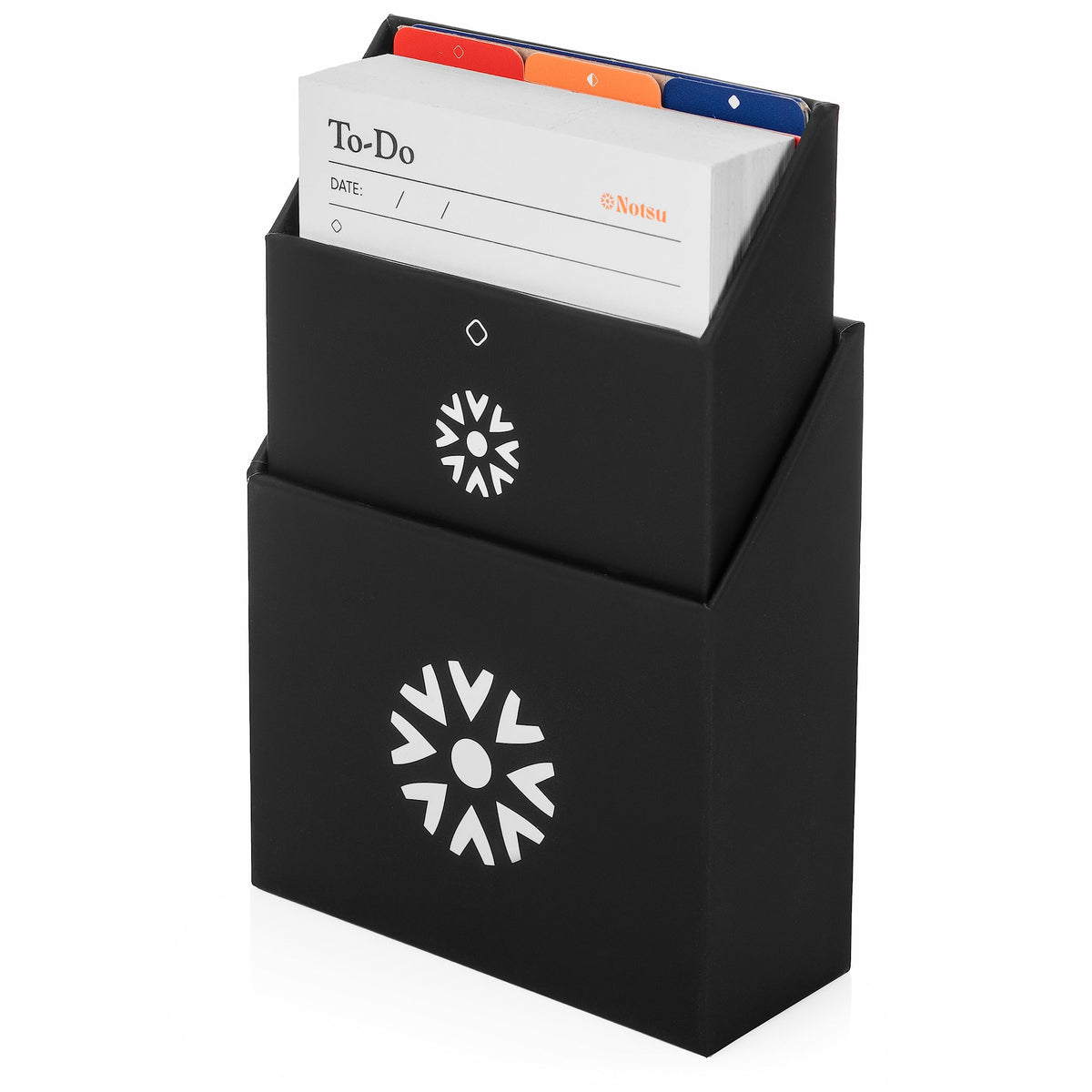 Notsu Centre Rise 3x5 Index Card Holder with 50 To Do List Cards (Black)