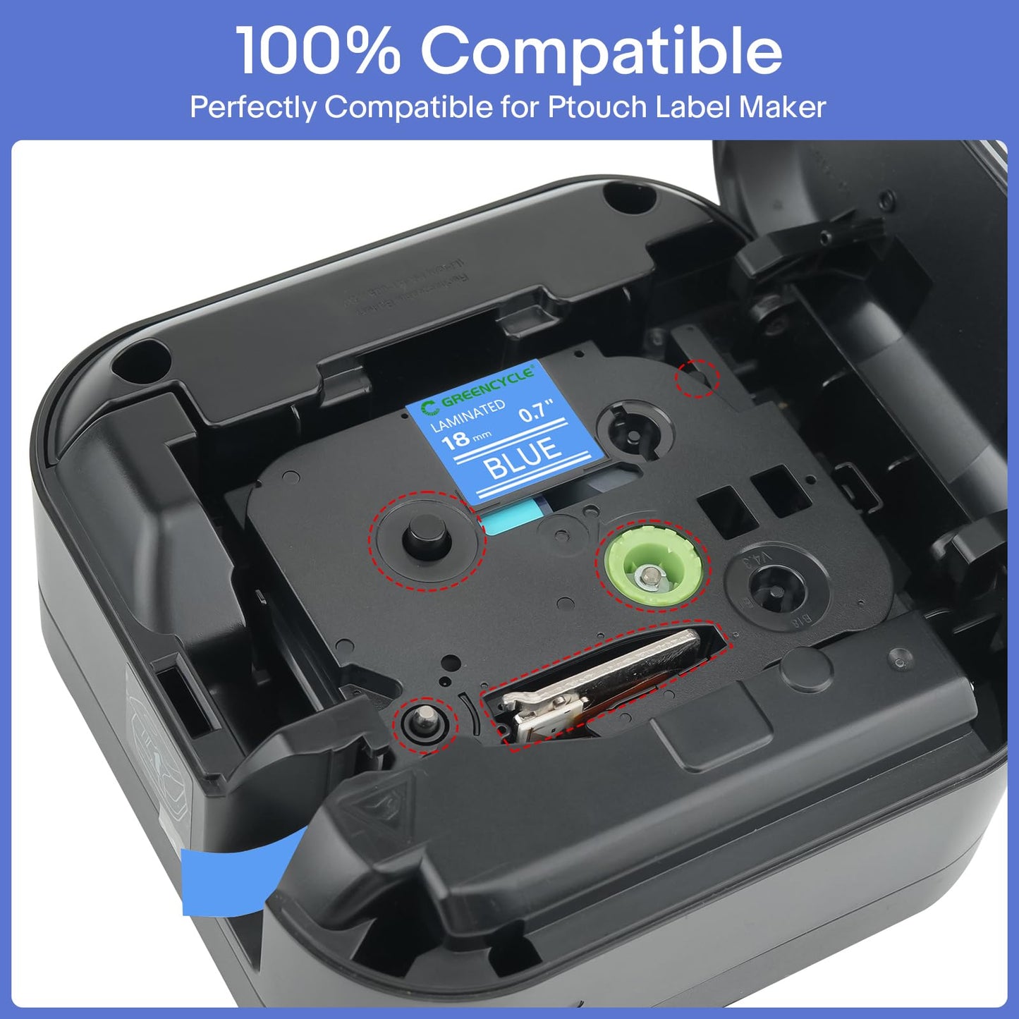 GREENCYCLE Compatible for Brother P-Touch Label Tape TZe-545 18mm 0.7" Laminated Blue TZe545 TZ-545
