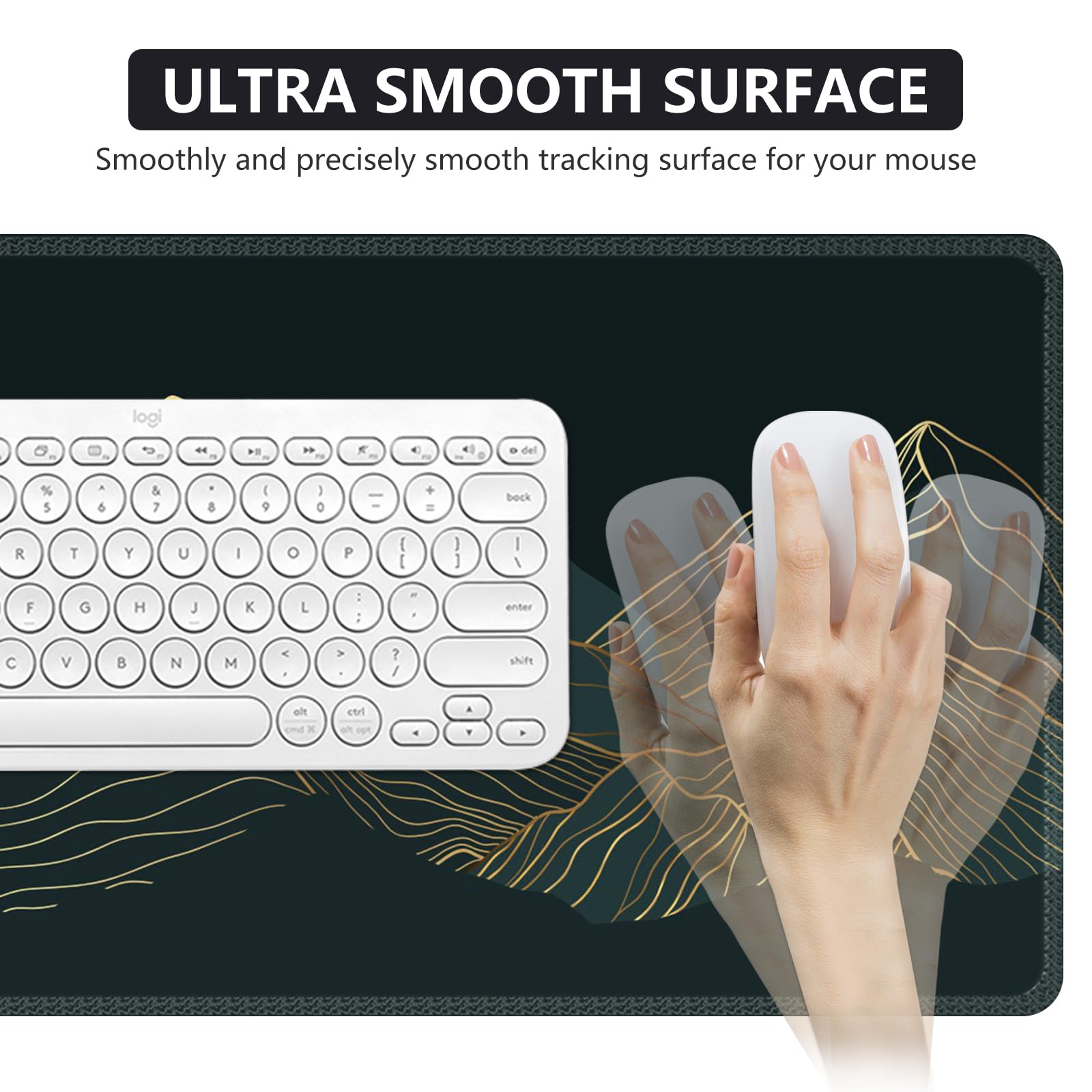 iCasso Large Mouse Pad, XXL Green Mousepad,A-Mountain Cyan Extended