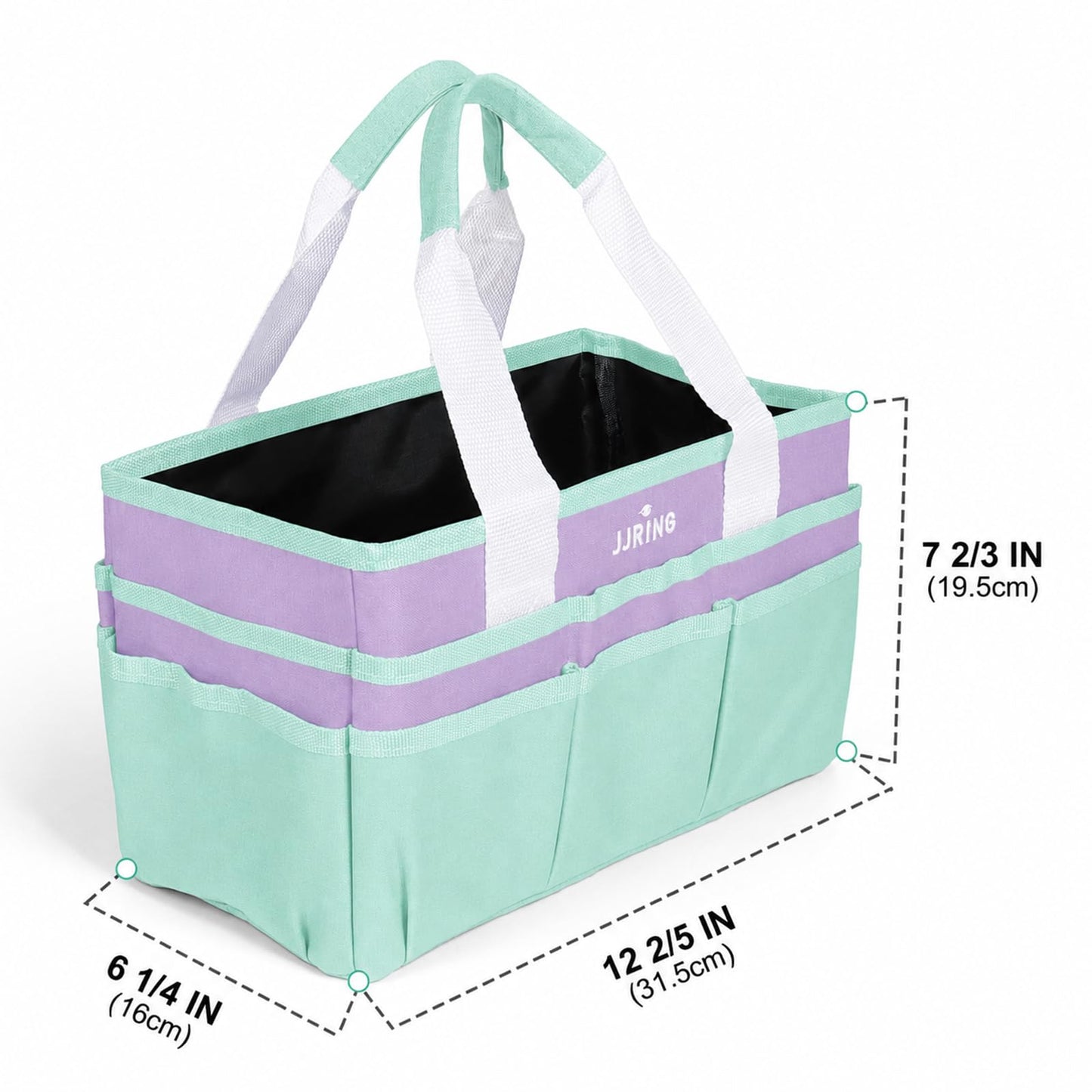 JJRING Craft Organizer Tote Bag Art Storage Caddy Green and Purple