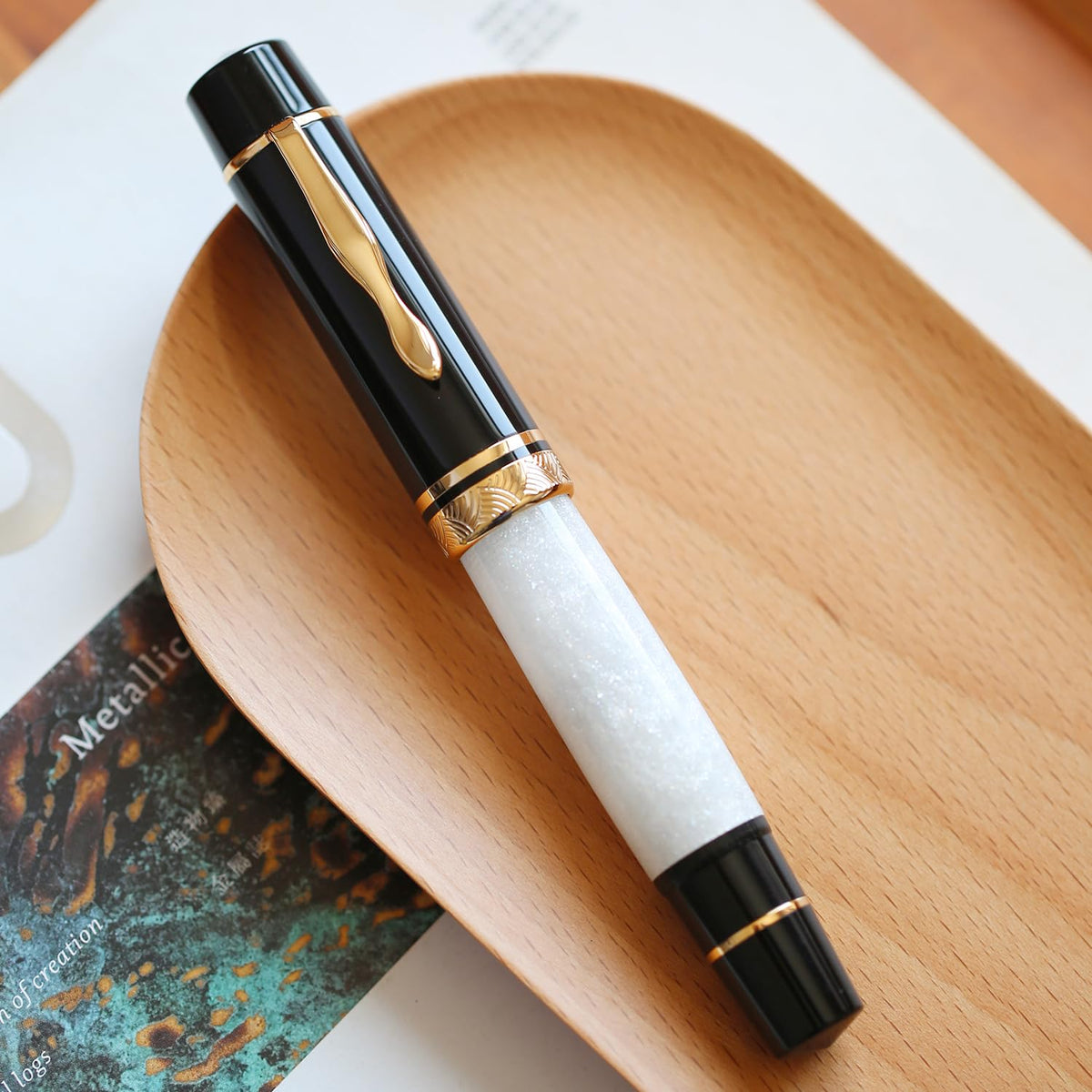 erofa Majohn P139 NO.8 Fine Nib Piston Fountain Pen with Box, Brass Piston System Large Capacity