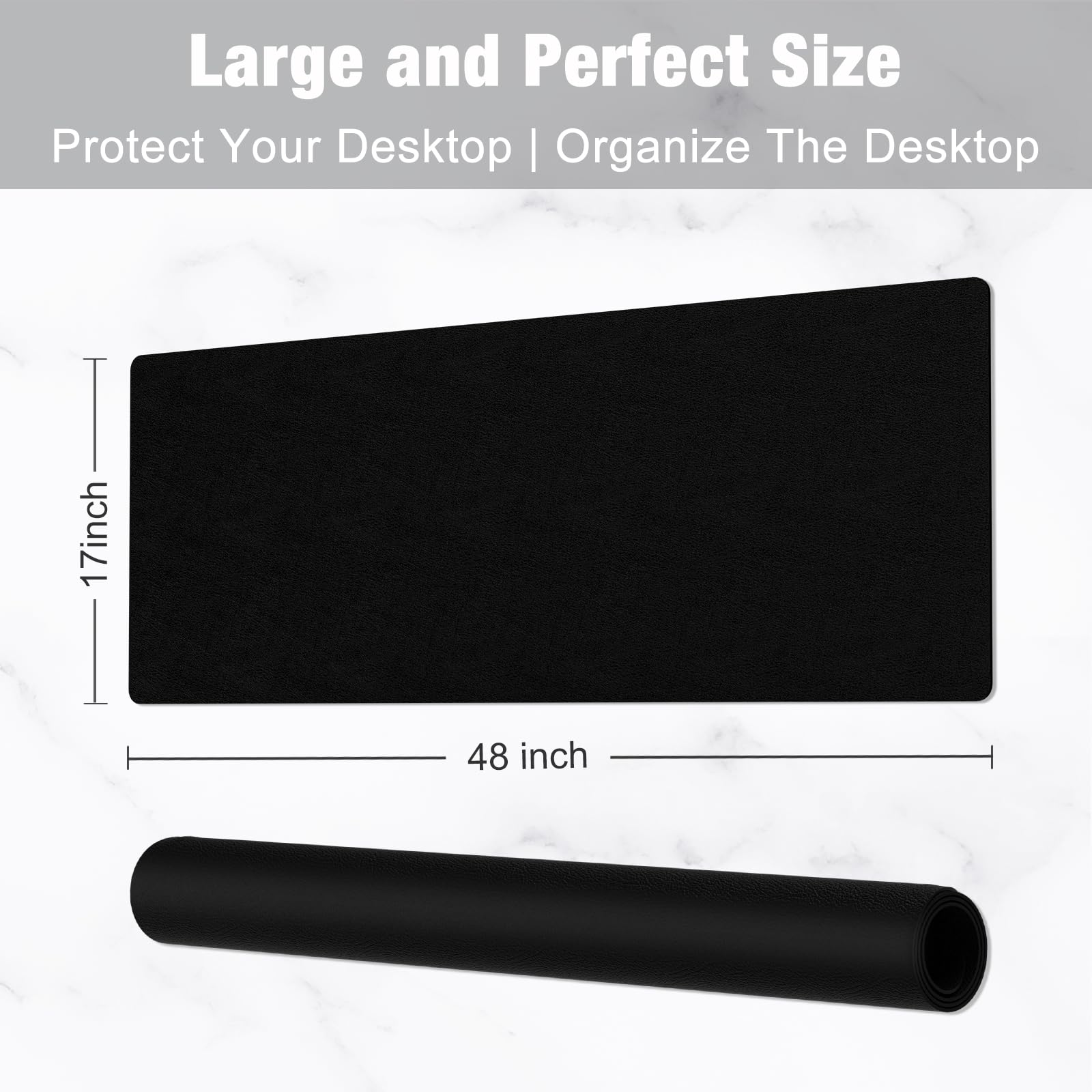 Hsurbtra Desk Pad, 48" x 17" PU Leather Desk Mat, XXXL Extended Mouse Pad, Waterproof Desktop
