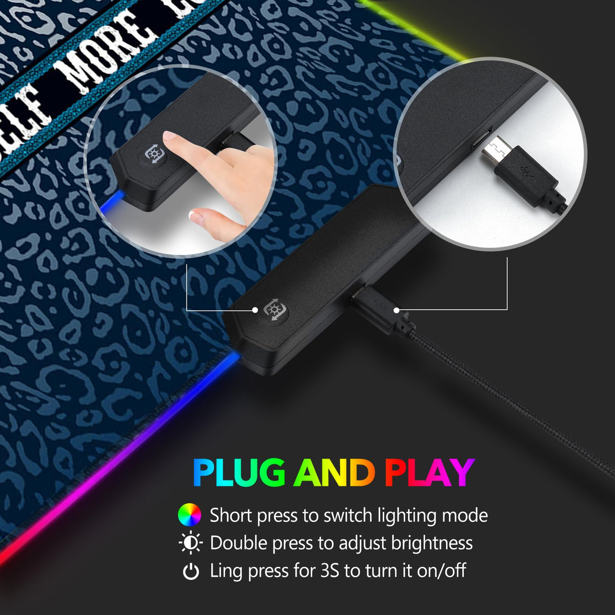AIMSA RGB Mouse Pad LED Gaming Mouse Pad with 14 Lights Modes, Non-Slip Rubber Base Computer Carpet