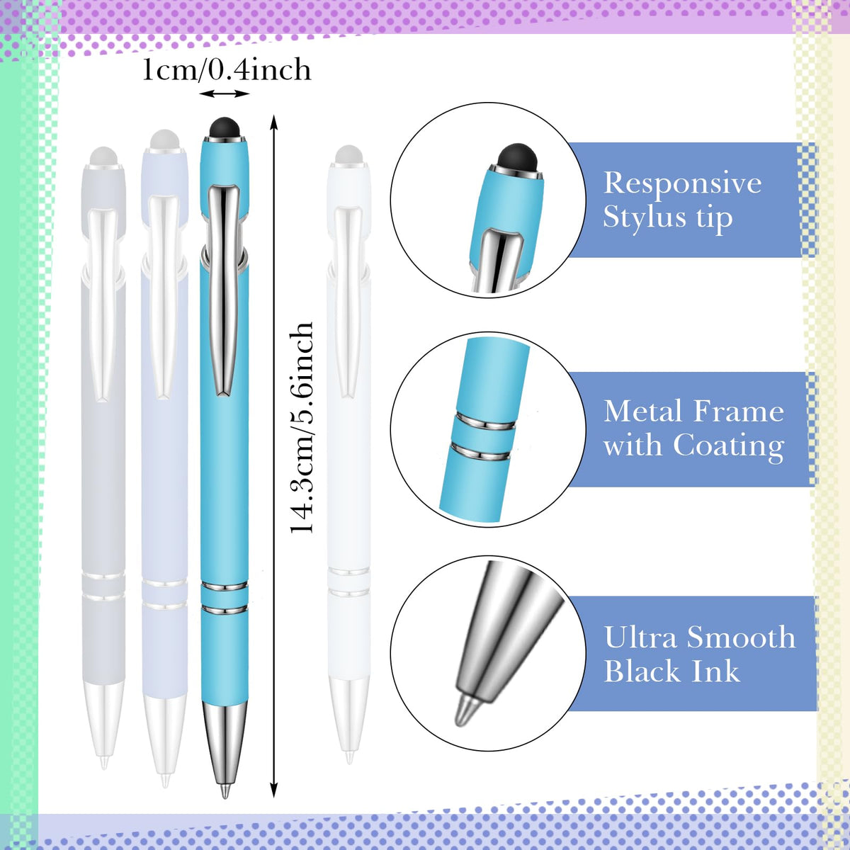 Zonon 38 Pcs Stylus Ballpoint Pens, Metal Rubberized Grip, Blue Series