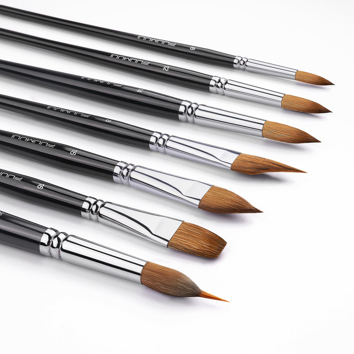 Watercolour Brushes Set, Fuumuui 7PCS Professional Kolinsky Sable Paint Brush with Patented