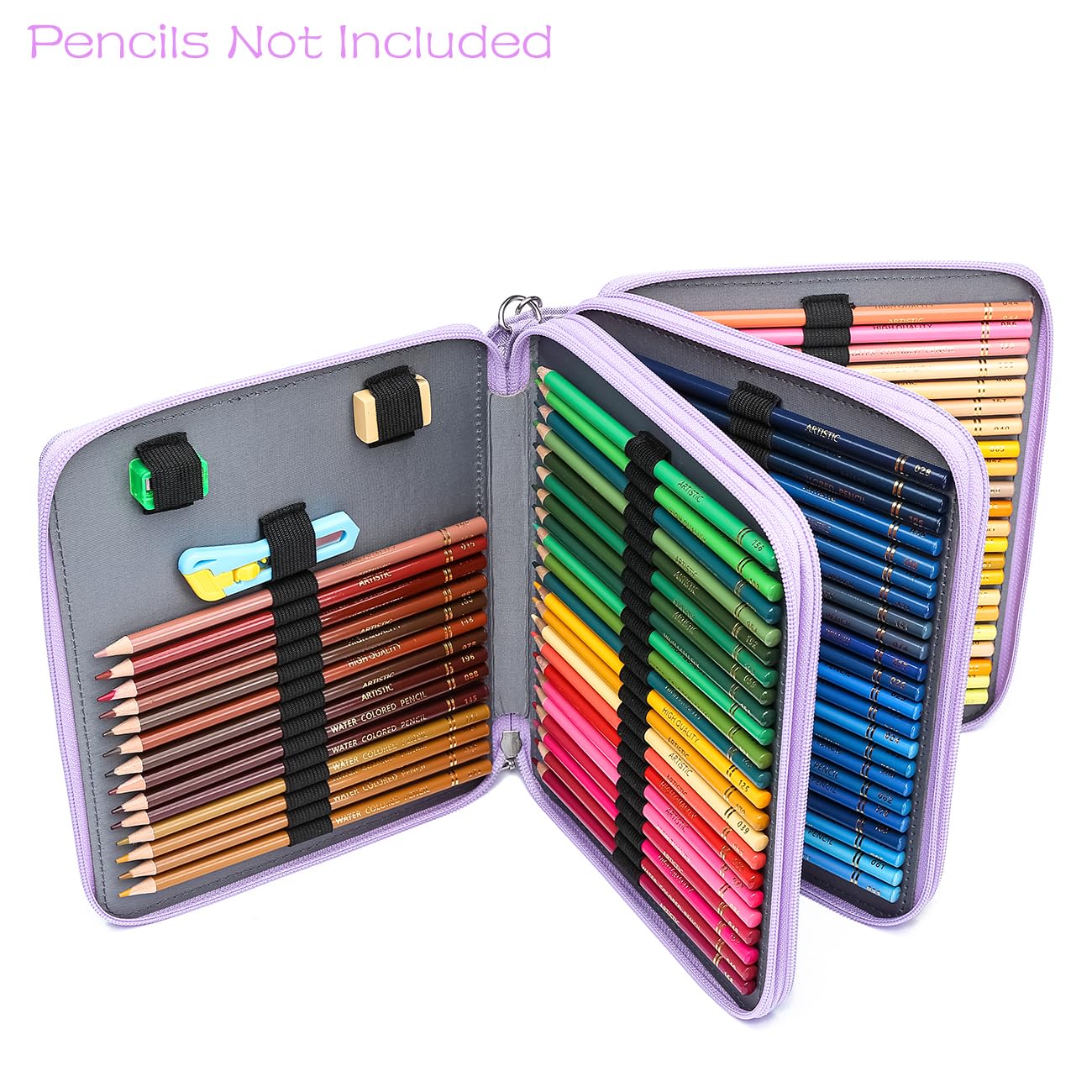YOUNGCOL 120 Slots Colored Pencil Case Holder Large Capacity Color pencil organizer Storage (Purple)