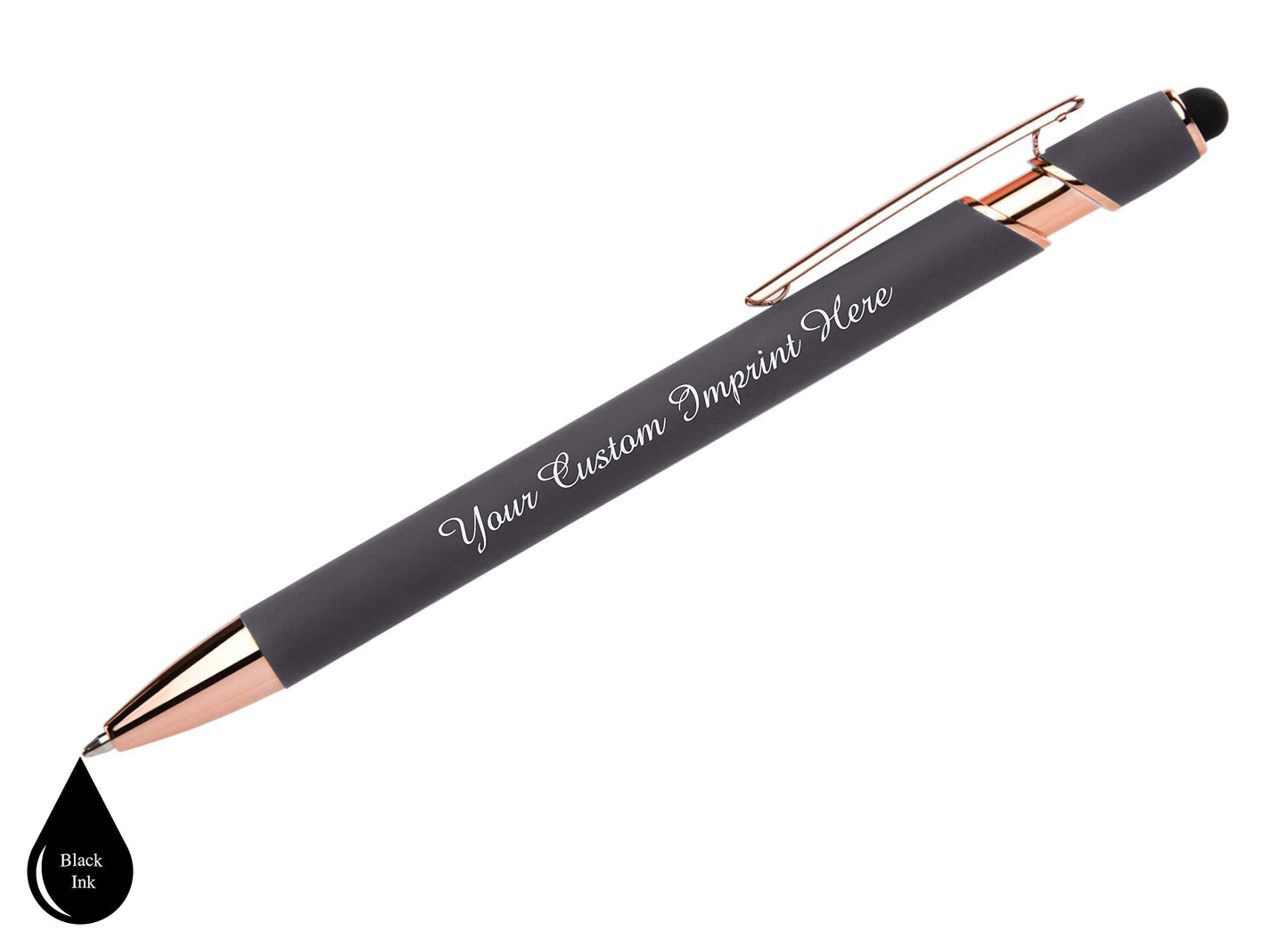 ExpressDesigns™ - Personalized Pens Gift Set - 2 Pack of Rose Gold Soft Touch Metal Pens w/gift box